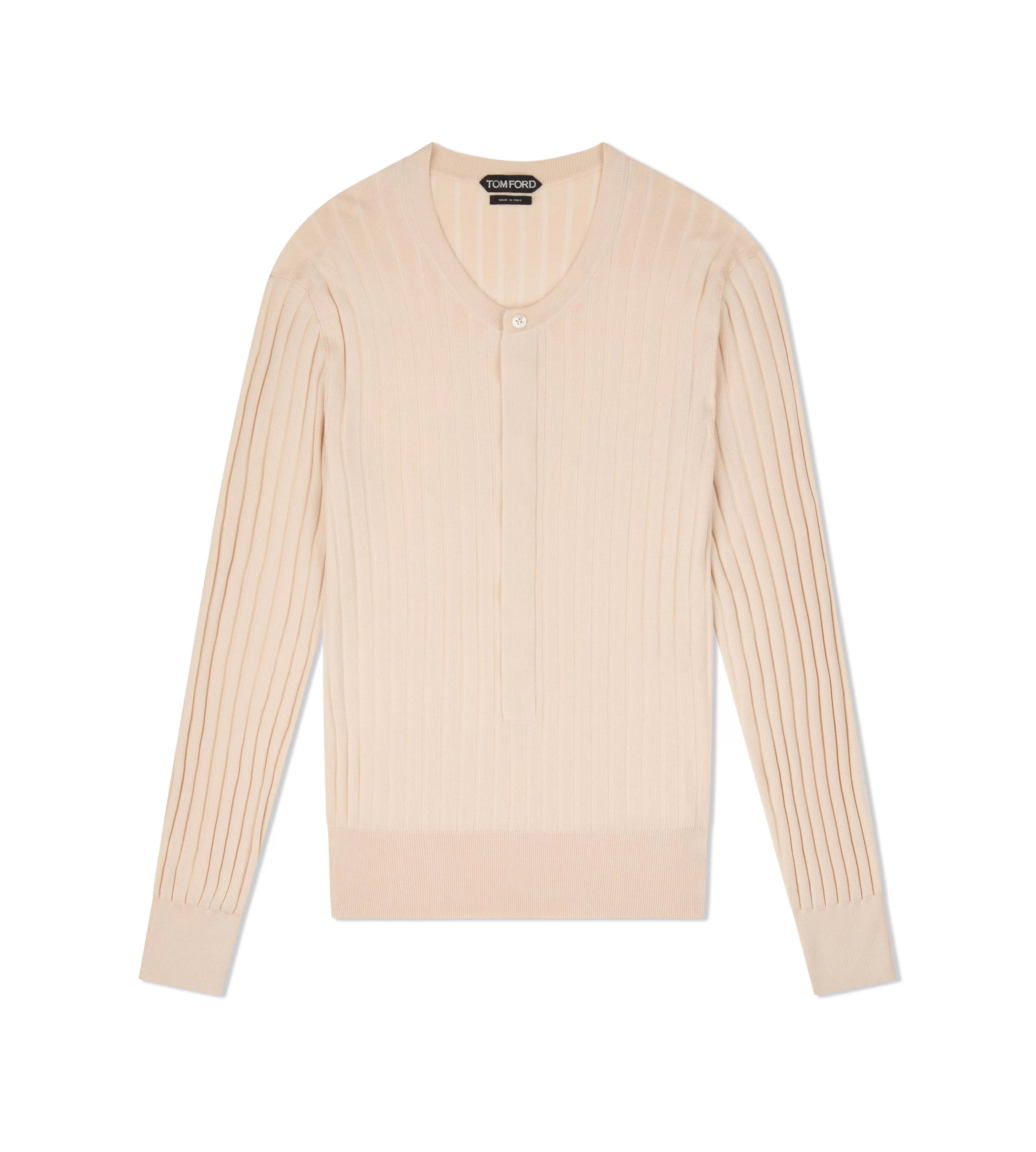 TOM FORD SILK BLEND HENLEY IVORY^MEN Knitwear