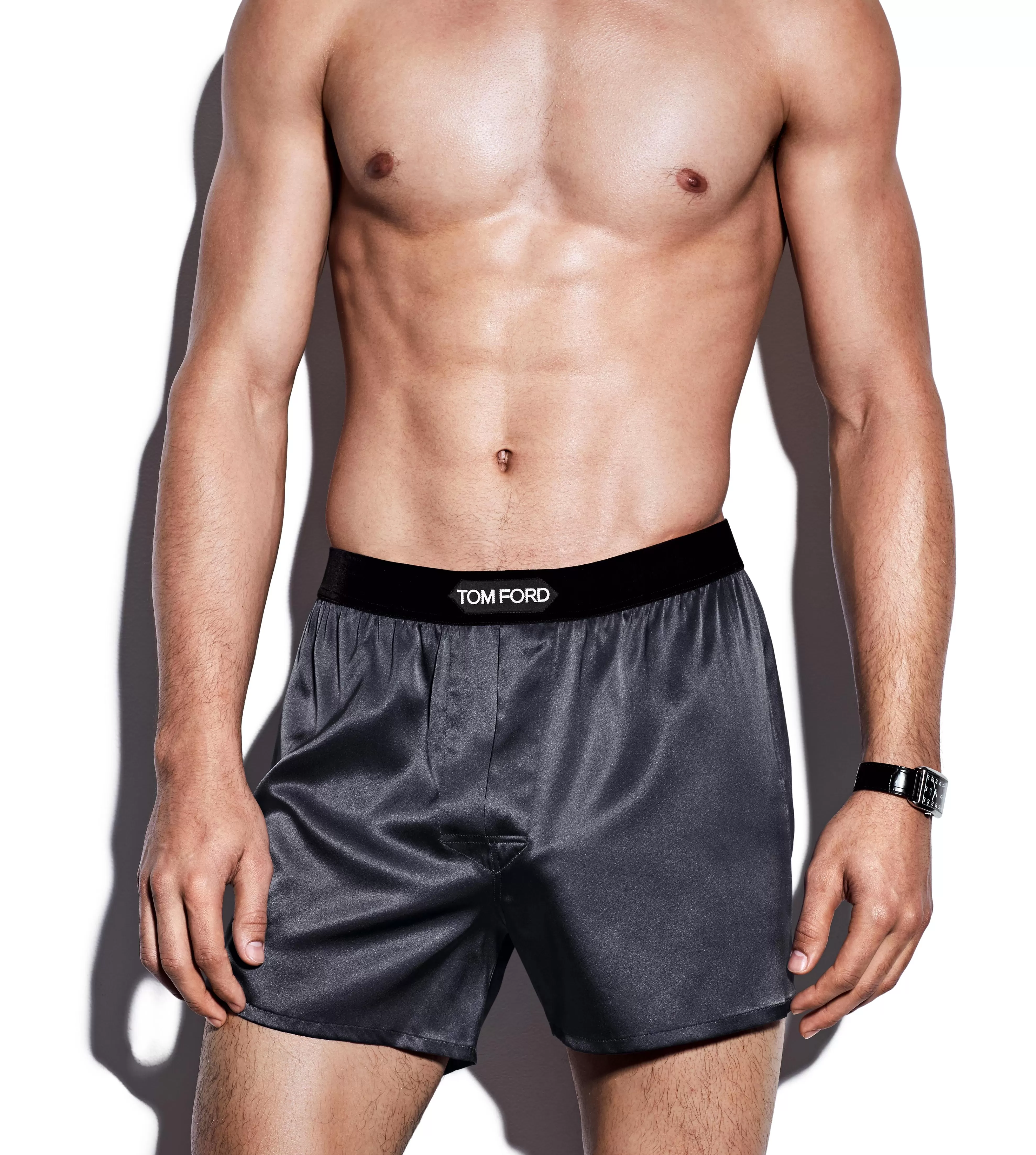 TOM FORD SILK BOXERS DARK GREY^MEN BOXERS