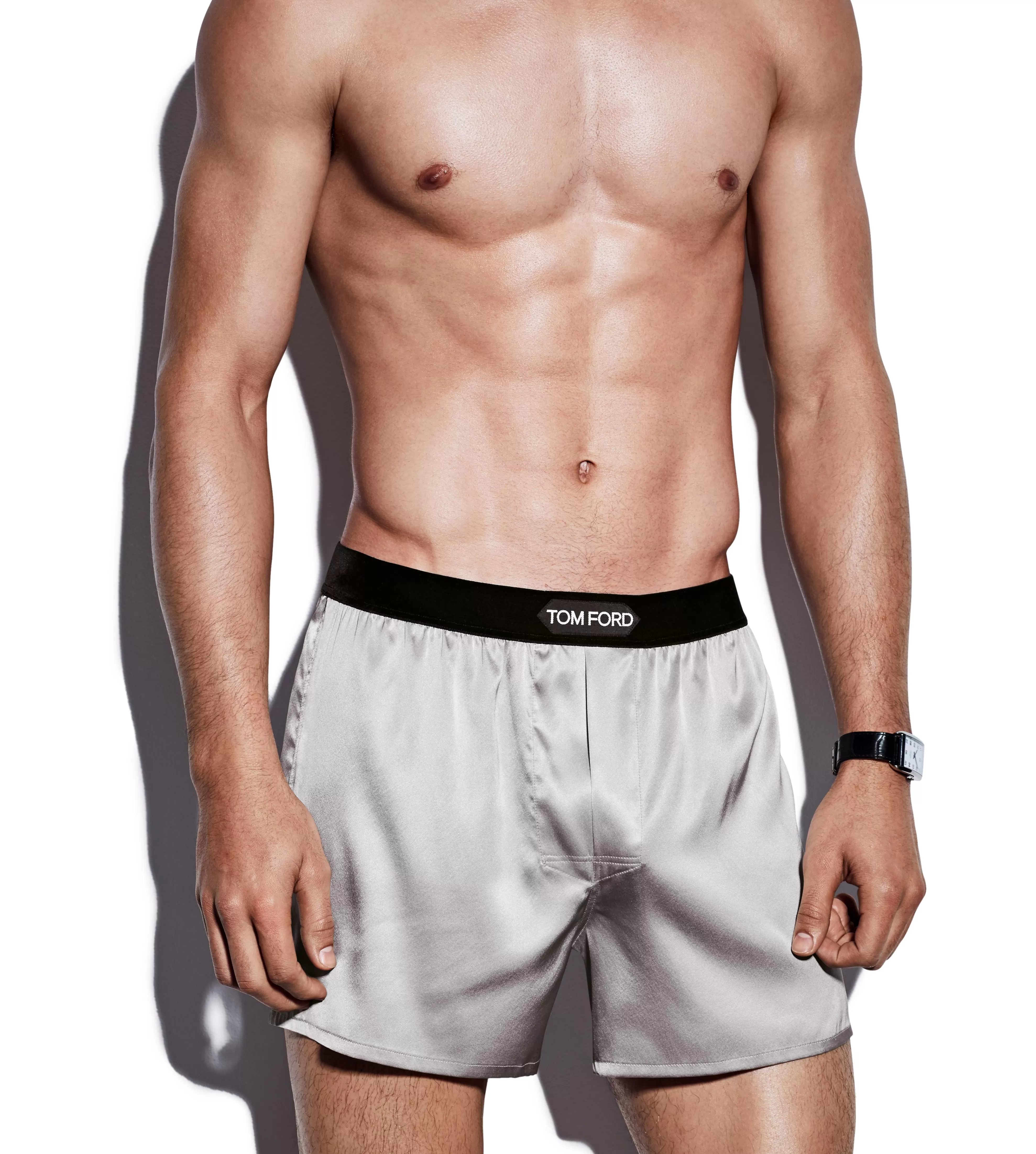 TOM FORD SILK BOXERS LIGHT GREY^MEN BOXERS