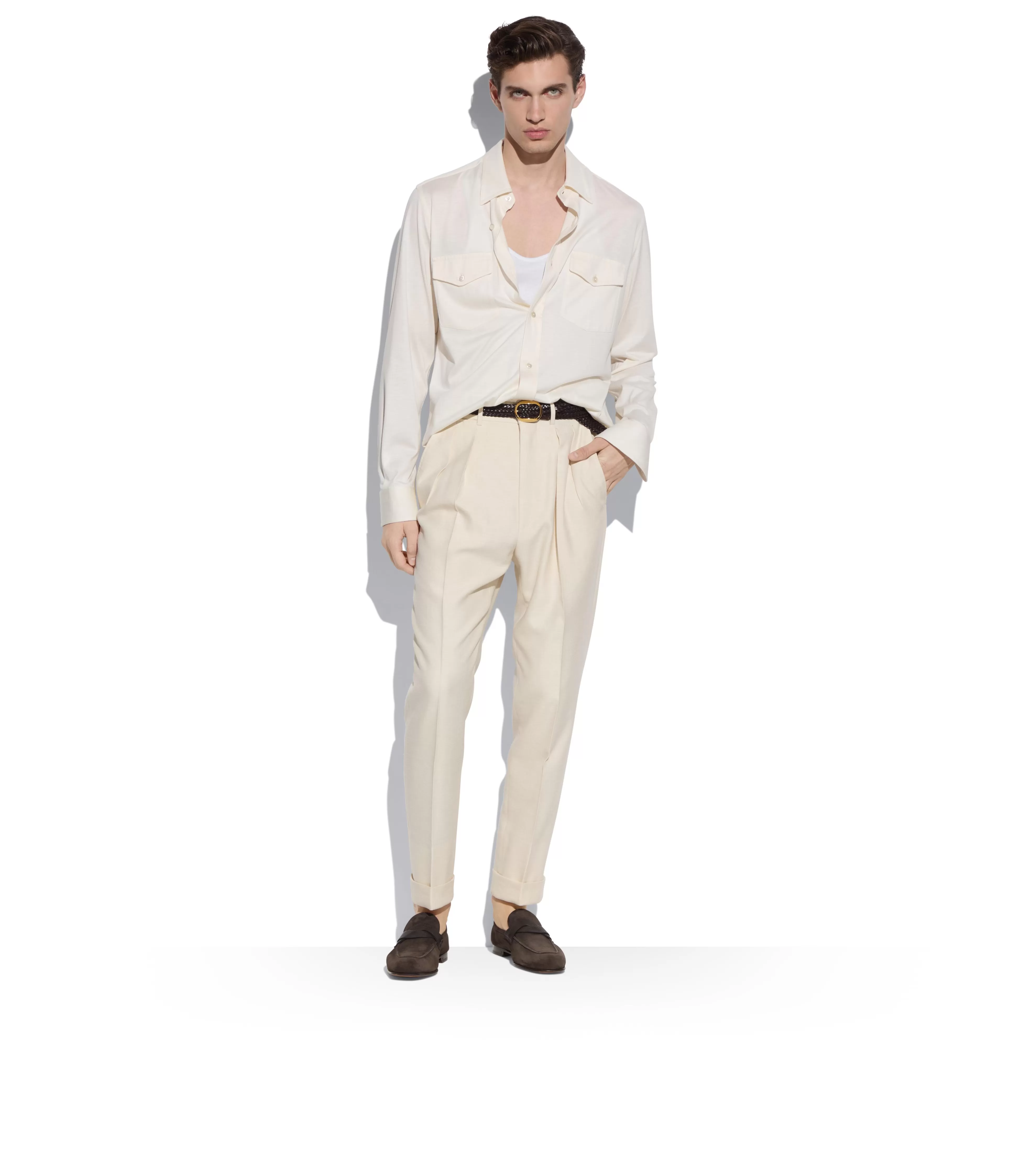 TOM FORD SILK COTTON BLEND SHIRT WHITE^MEN Shirts