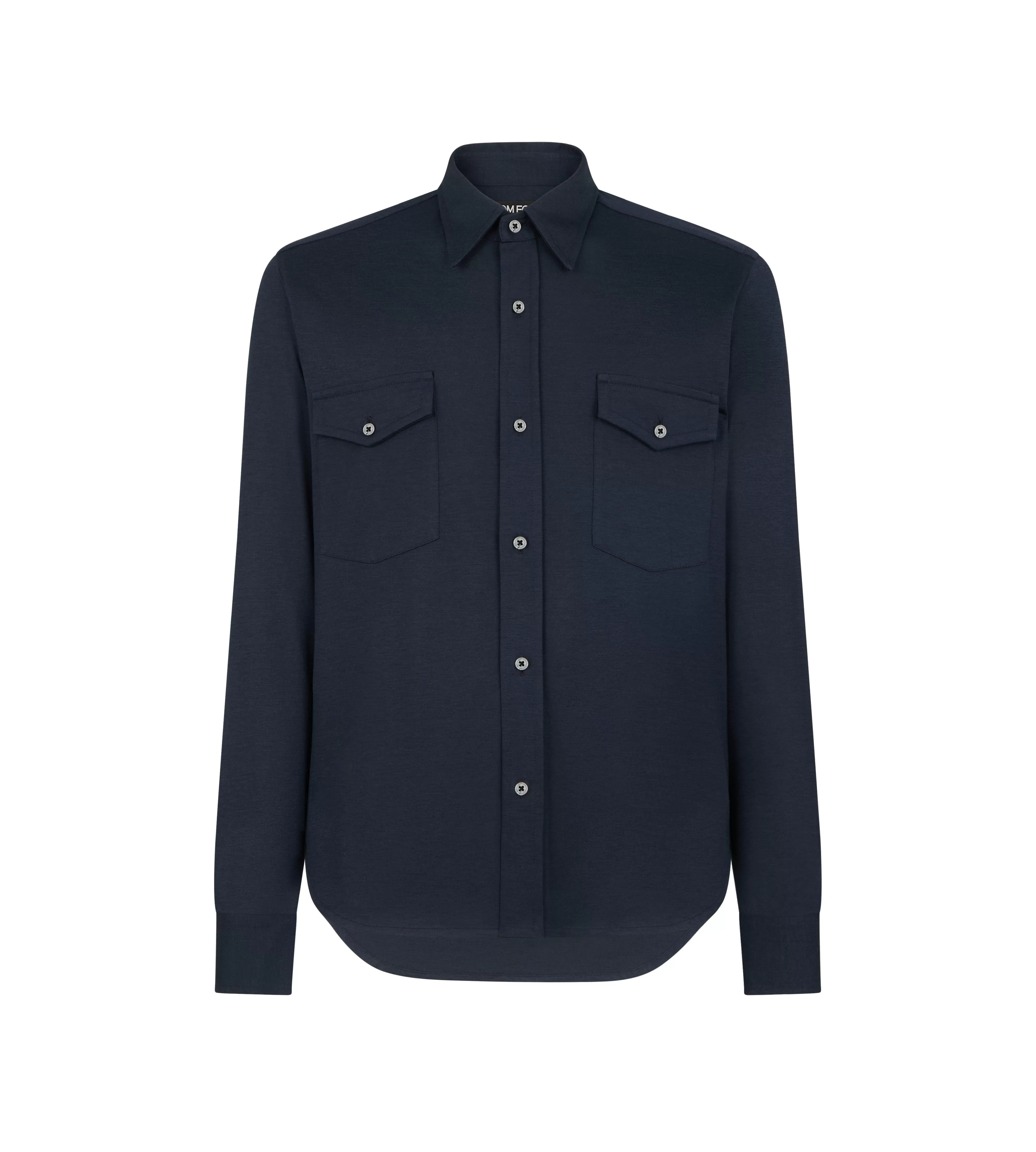 TOM FORD SILK COTTON BLEND SHIRT NAVY^MEN Shirts