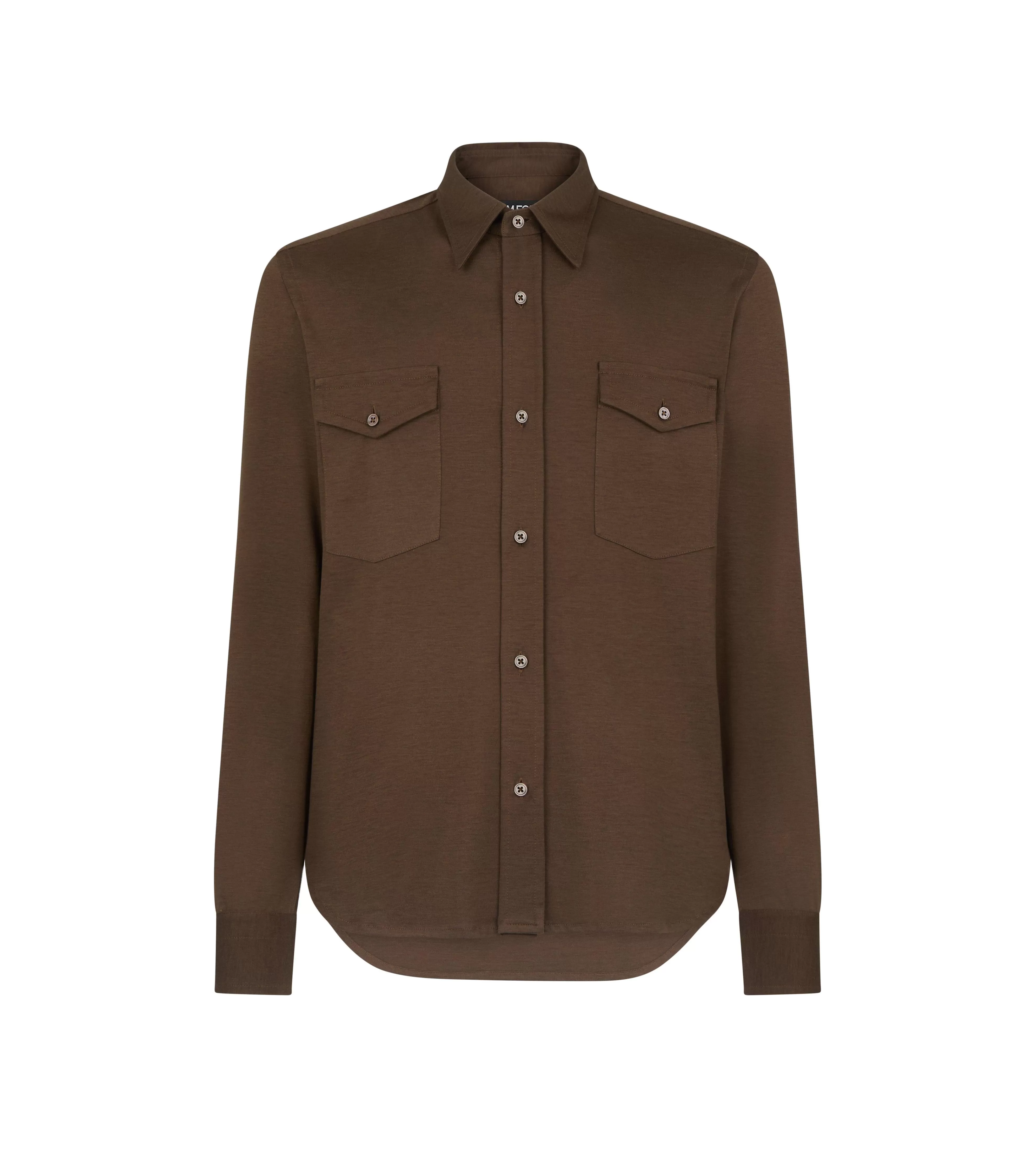 TOM FORD SILK COTTON BLEND SHIRT CHOCOLATE^MEN Shirts