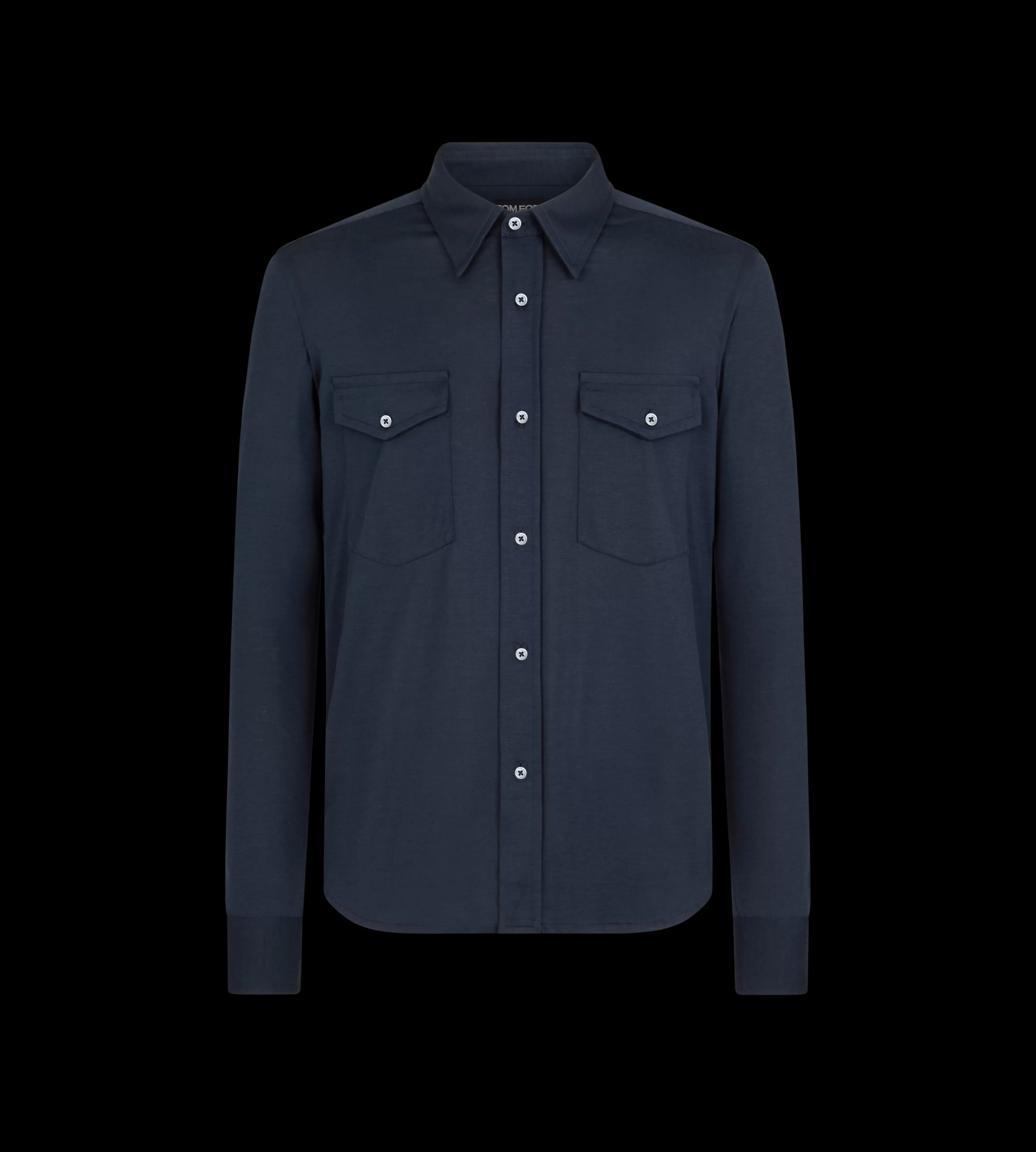 TOM FORD SILK COTTON BLEND SHIRT INK BLUE^MEN Shirts