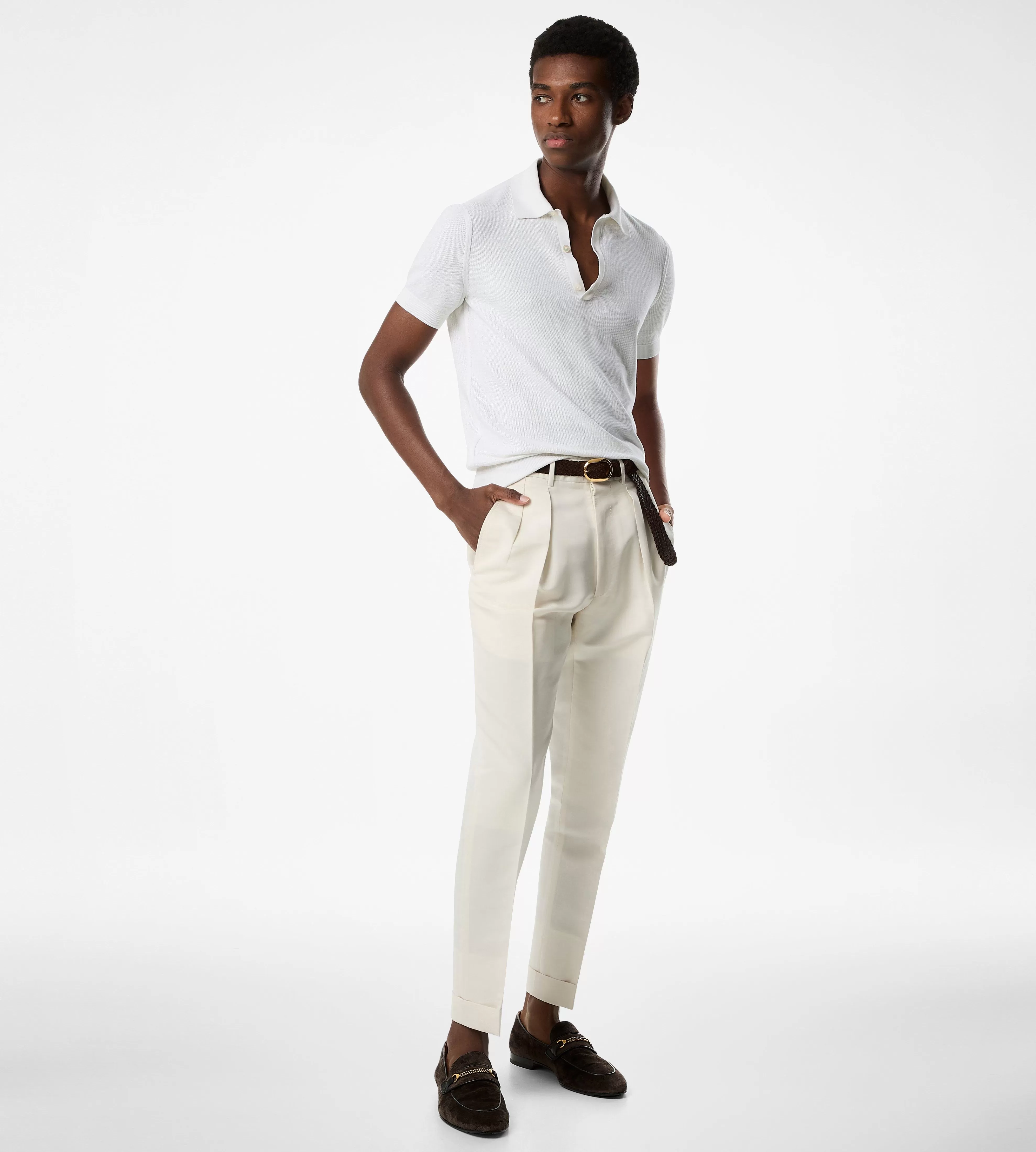 TOM FORD SILK COTTON HONEYCOMB POLO ^MEN | MEN Knitwear | JETSETTER EDIT