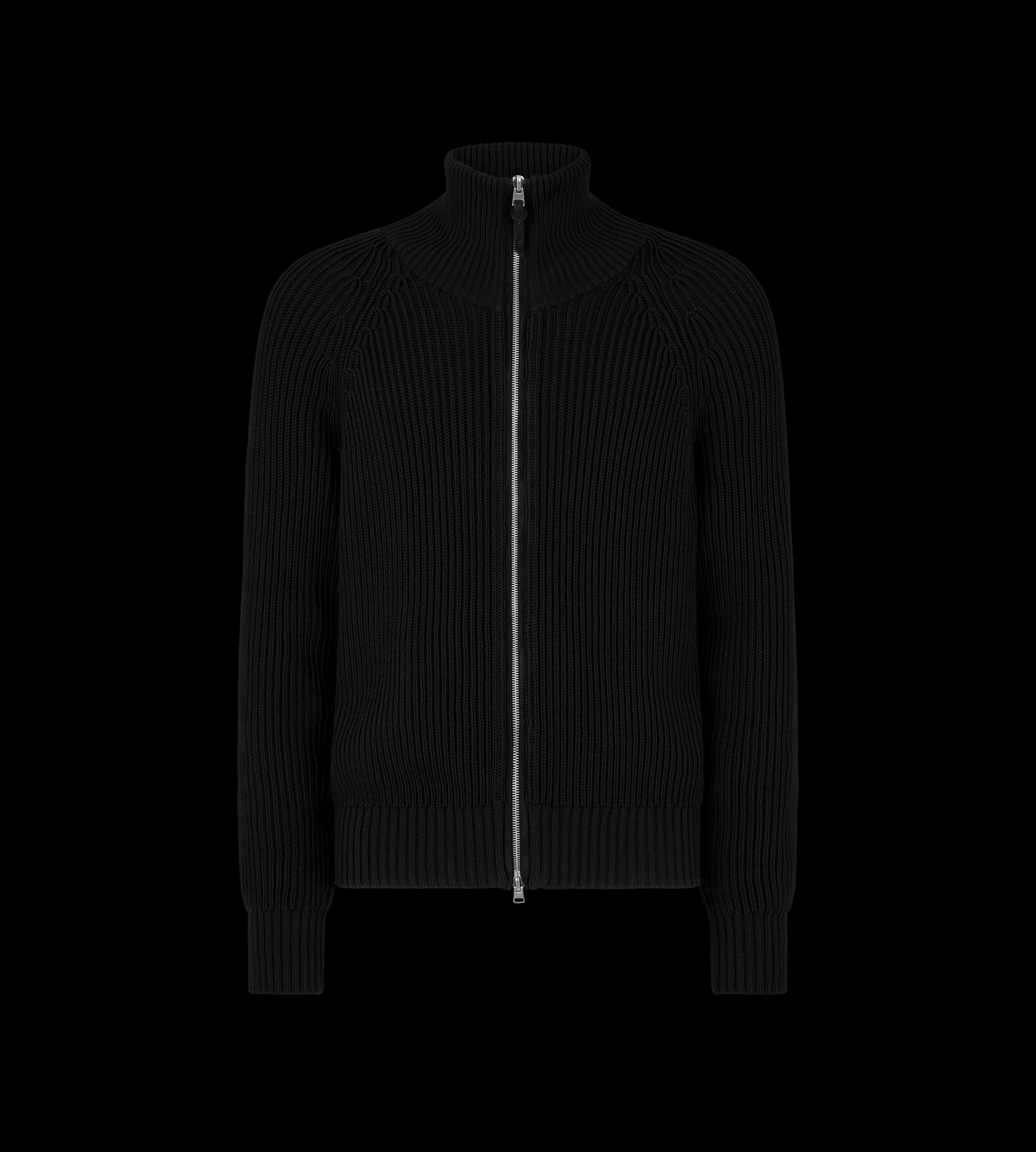 TOM FORD SILK COTTON ZIP FUNNEL NECK BLACK^MEN | MEN Knitwear | SPRING 24