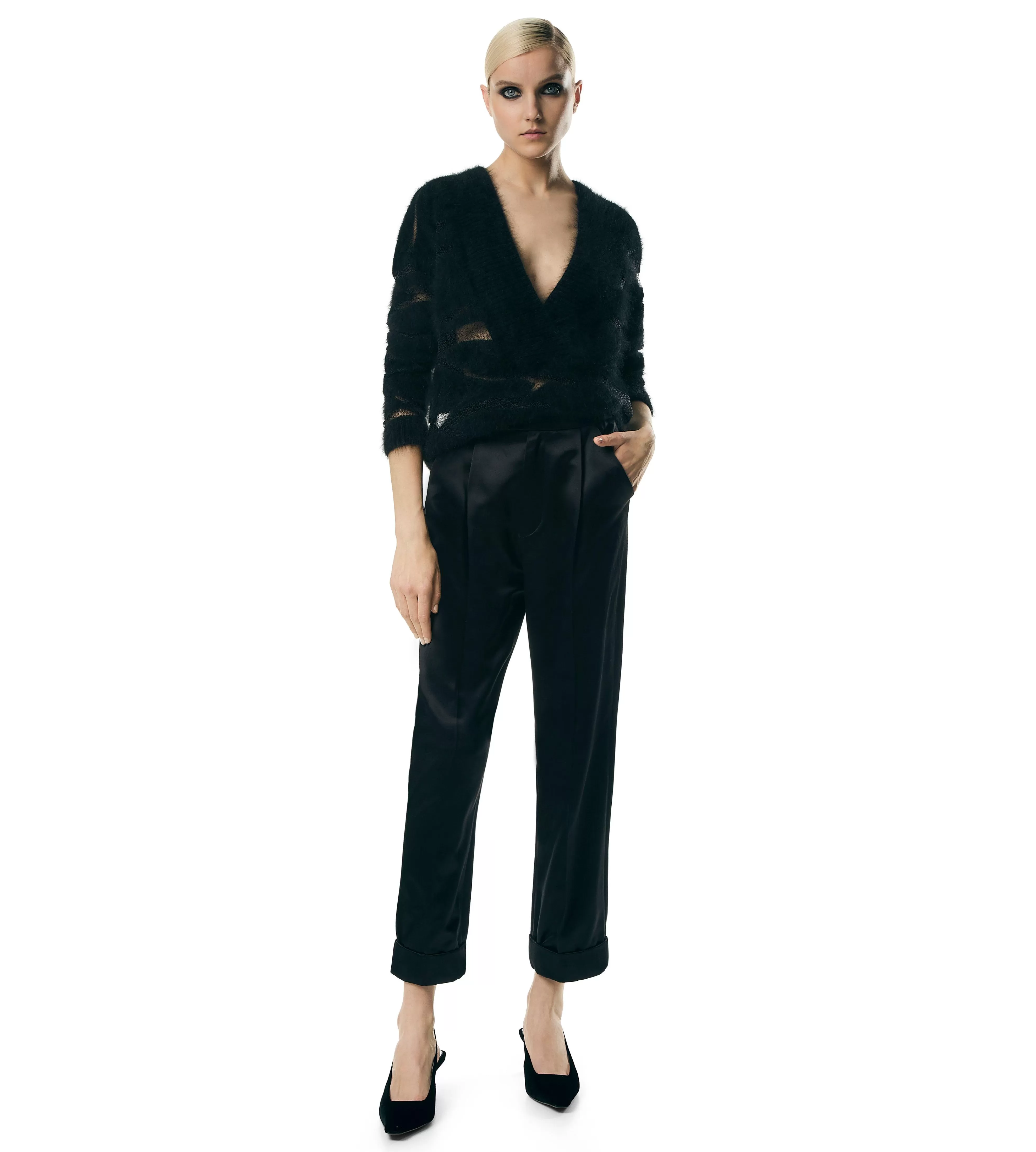 TOM FORD SILK DUCHESSE BOYFRIEND FIT TAILORED PANTS BLACK^WOMEN Pants & Shorts