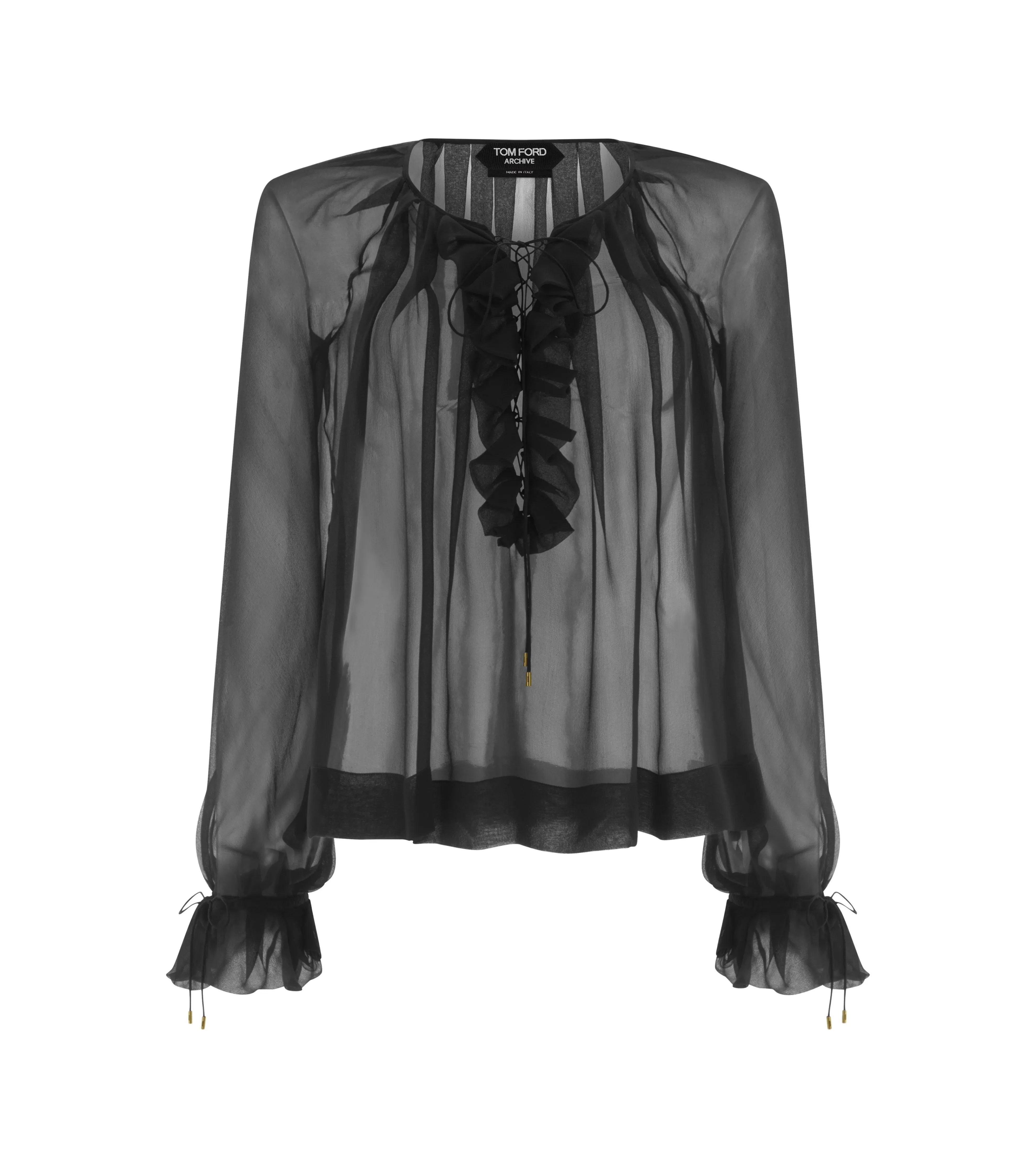 TOM FORD SILK GEORGETTE BLOUSE BLACK^WOMEN Tops