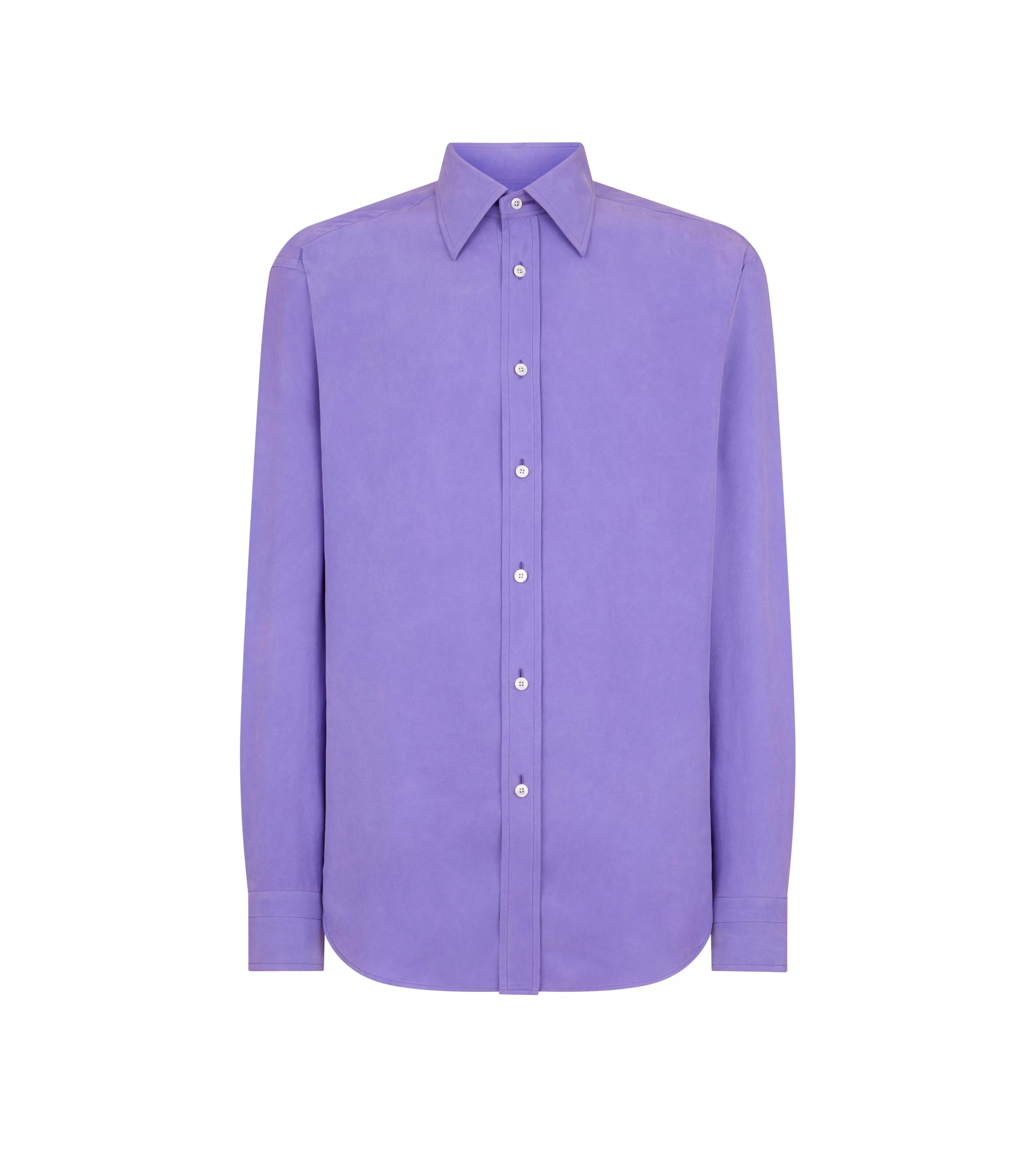 TOM FORD SILK HABOTAI SLIM FIT SHIRT ULTRA VIOLET^MEN Shirts