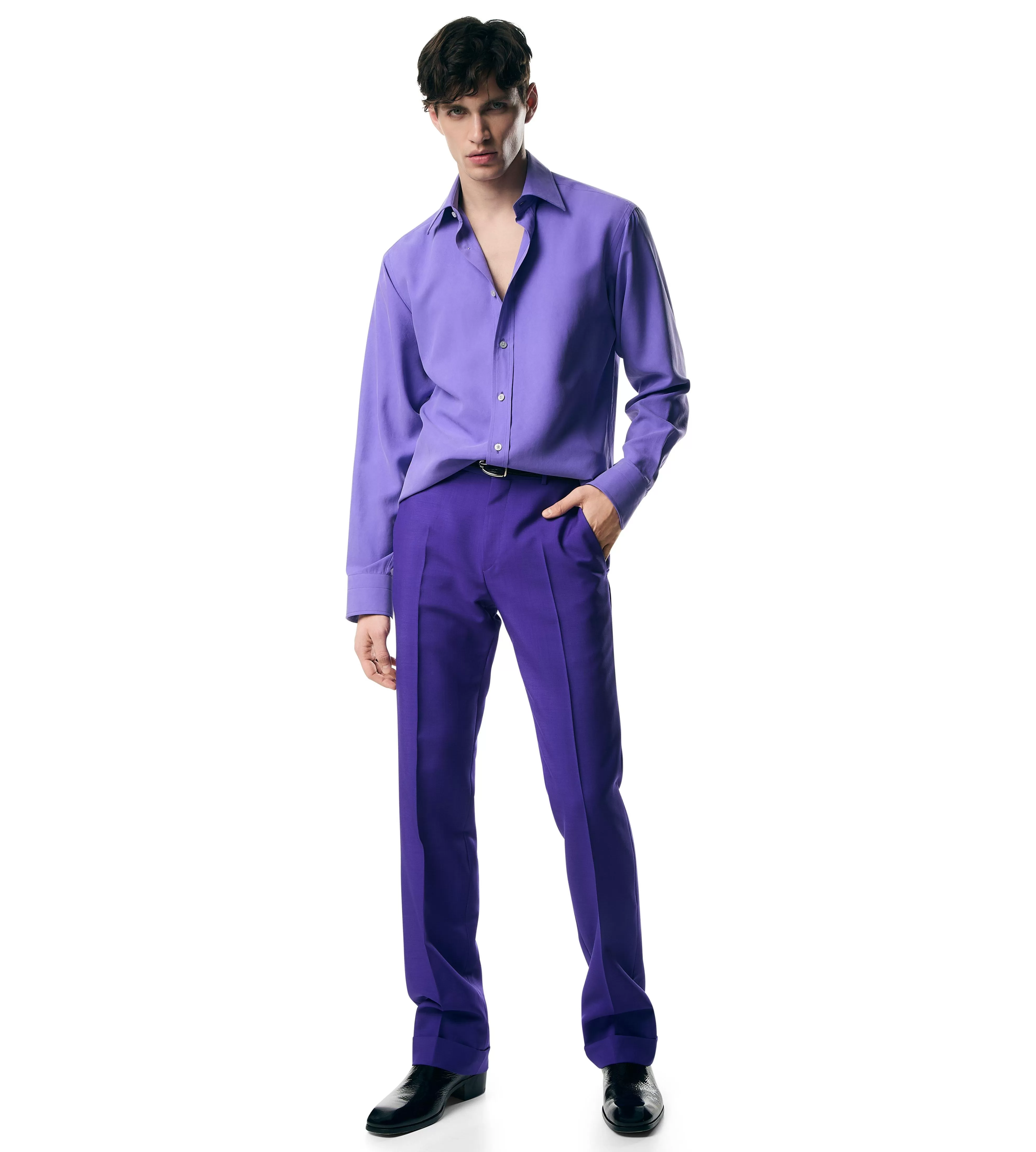 TOM FORD SILK HABOTAI SLIM FIT SHIRT ULTRA VIOLET^MEN Shirts