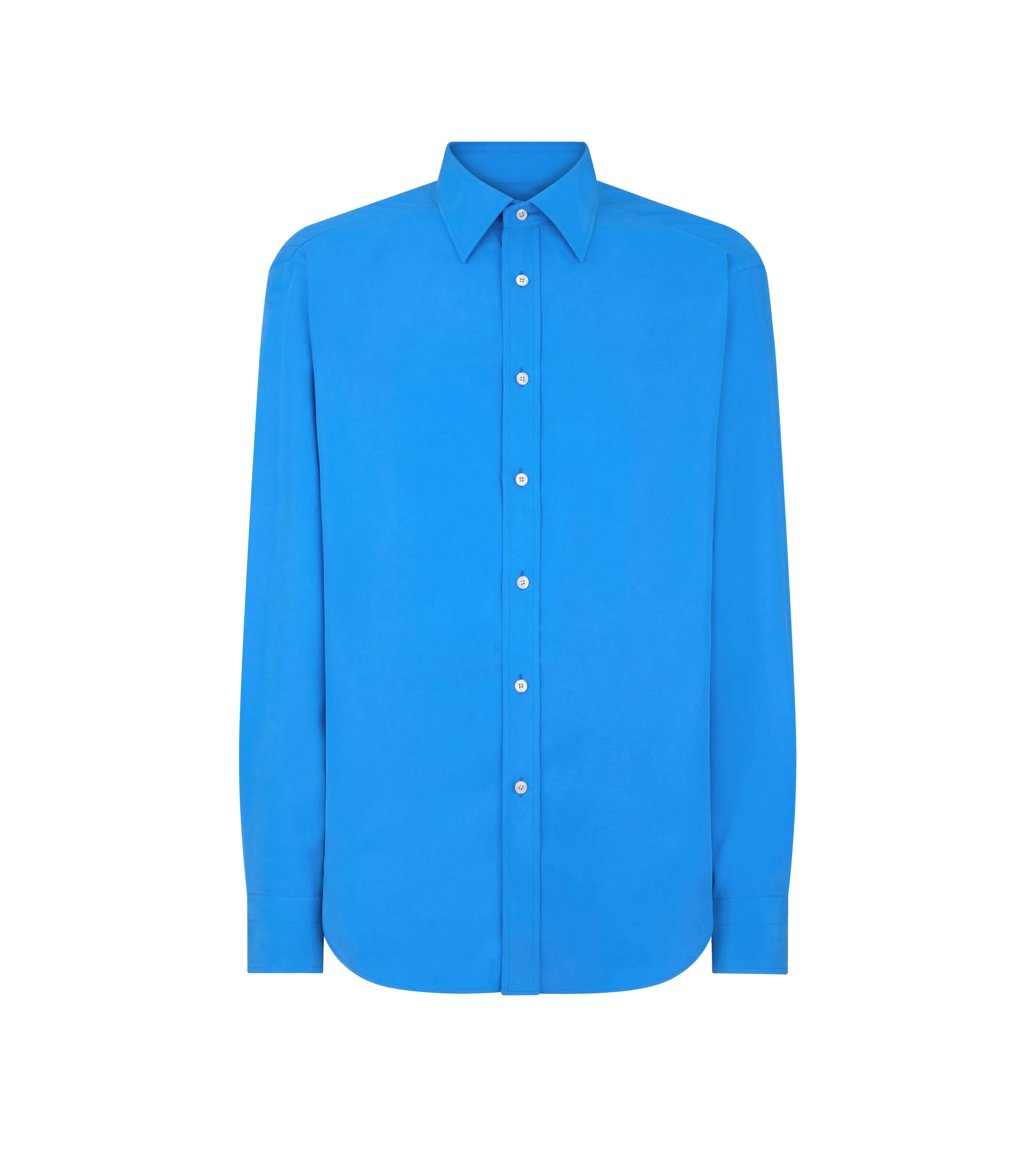 TOM FORD SILK HABOTAI SLIM FIT SHIRT ROYAL BLUE^MEN | MEN Shirts | AUTUMN/WINTER 23