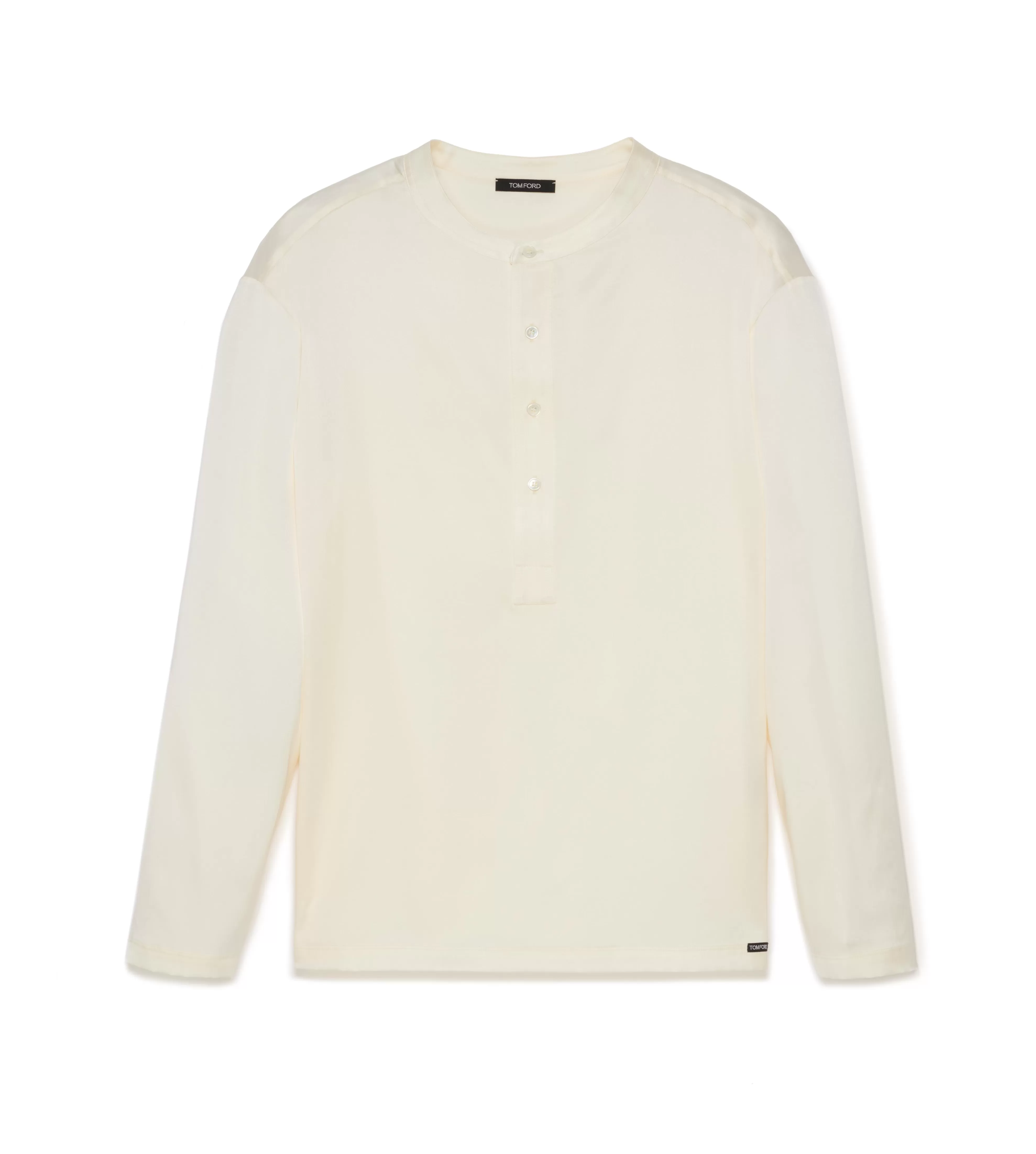 TOM FORD SILK PAJAMA HENLEY IVORY^MEN T-SHIRTS