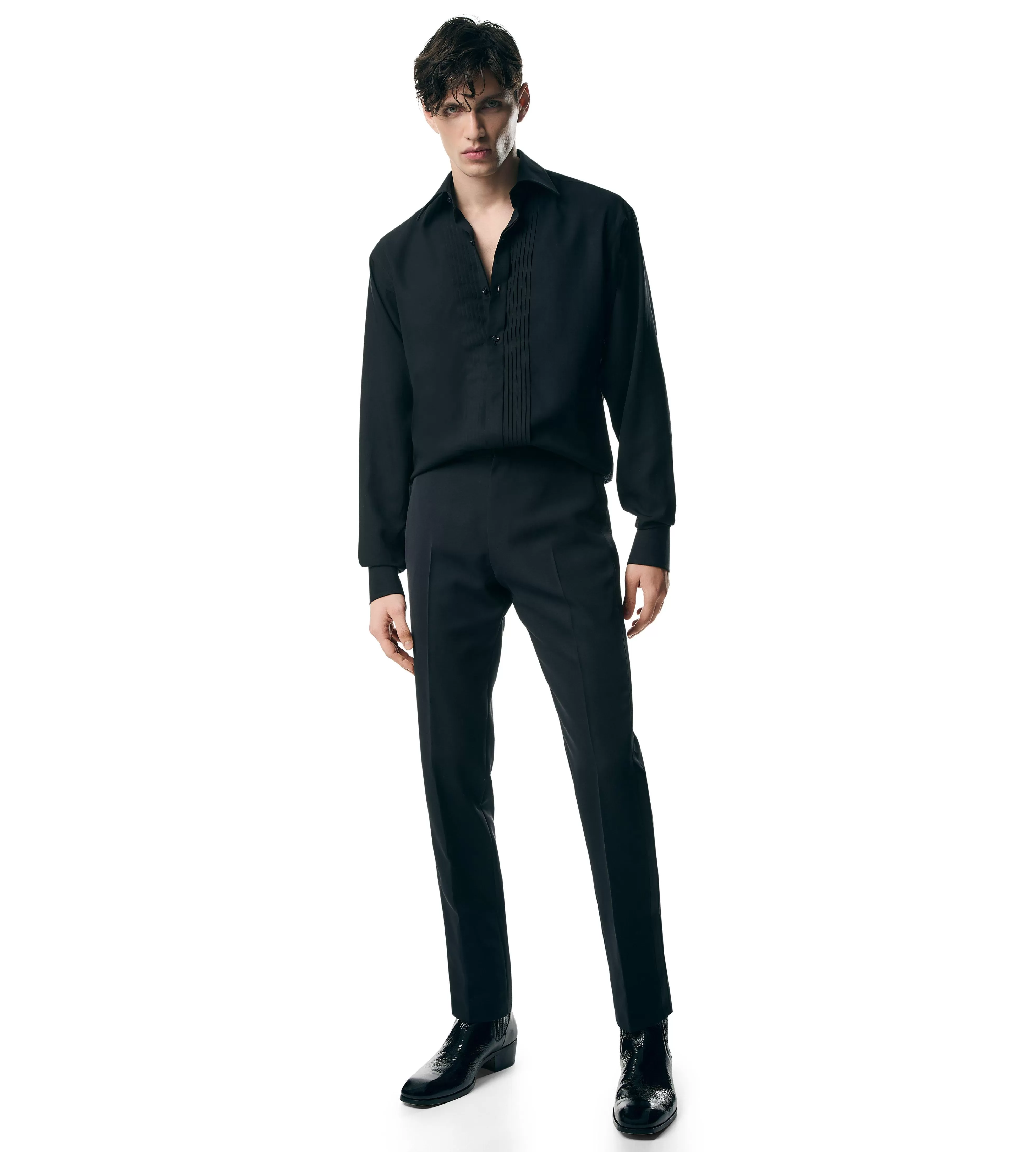 TOM FORD SILK PARACHUTE SLIM FIT EVENING SHIRT BLACK^MEN | MEN | MEN Shirts | Evening | AUTUMN/WINTER 23