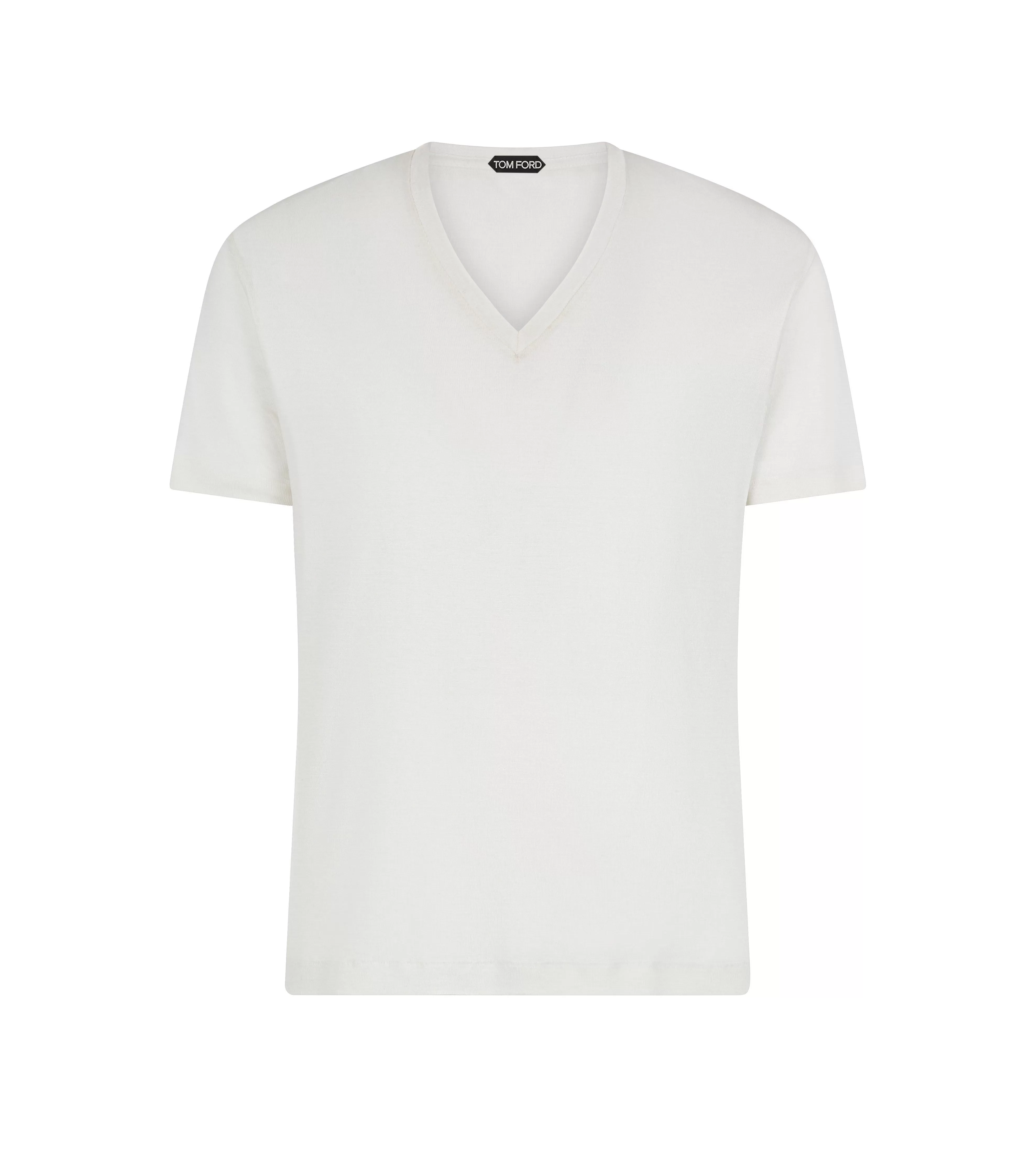 TOM FORD SILK SHEER V NECK ECRU^MEN Knitwear