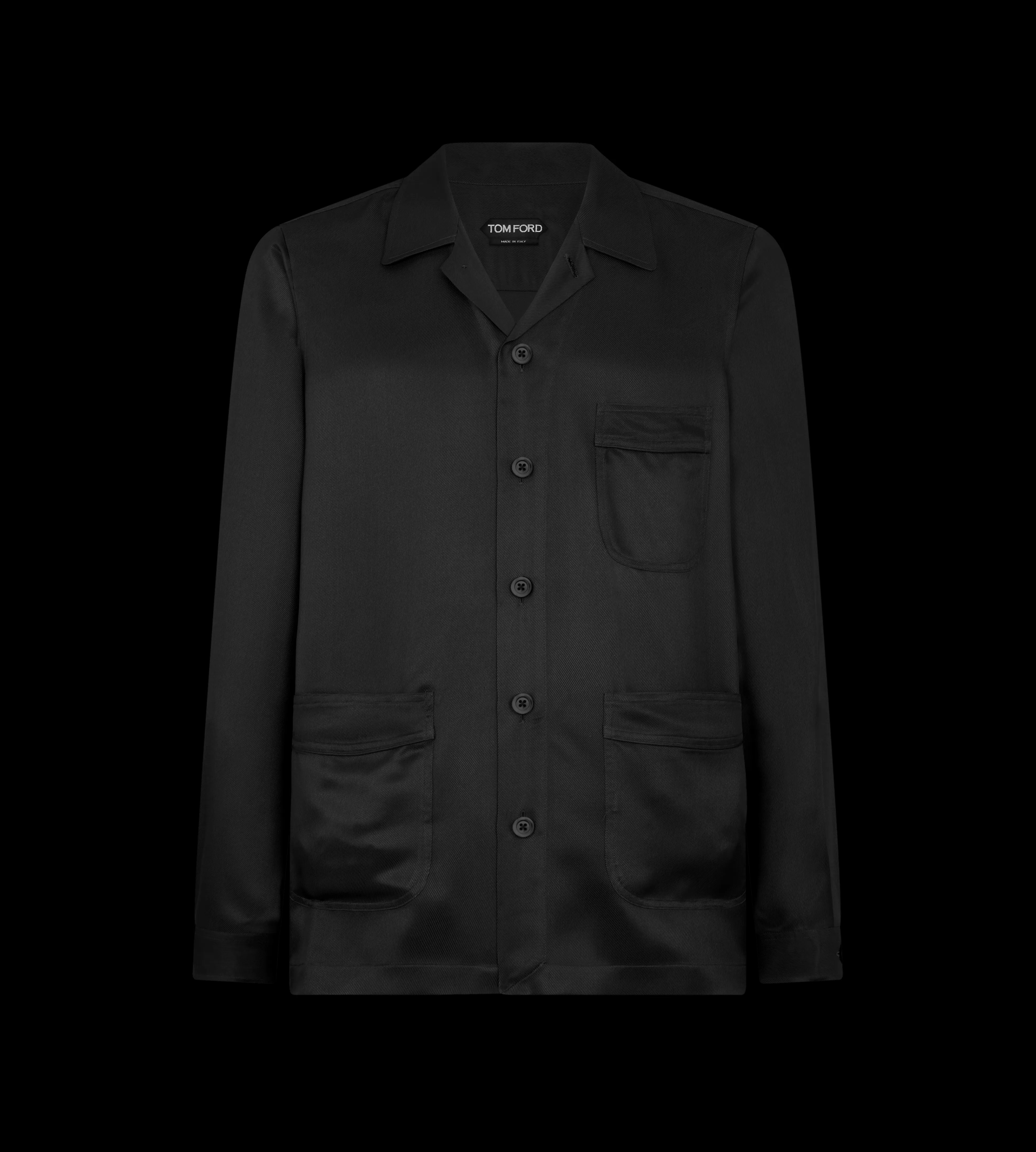 TOM FORD SILK TWILL PAJAMA SHIRT BLACK^MEN Shirts