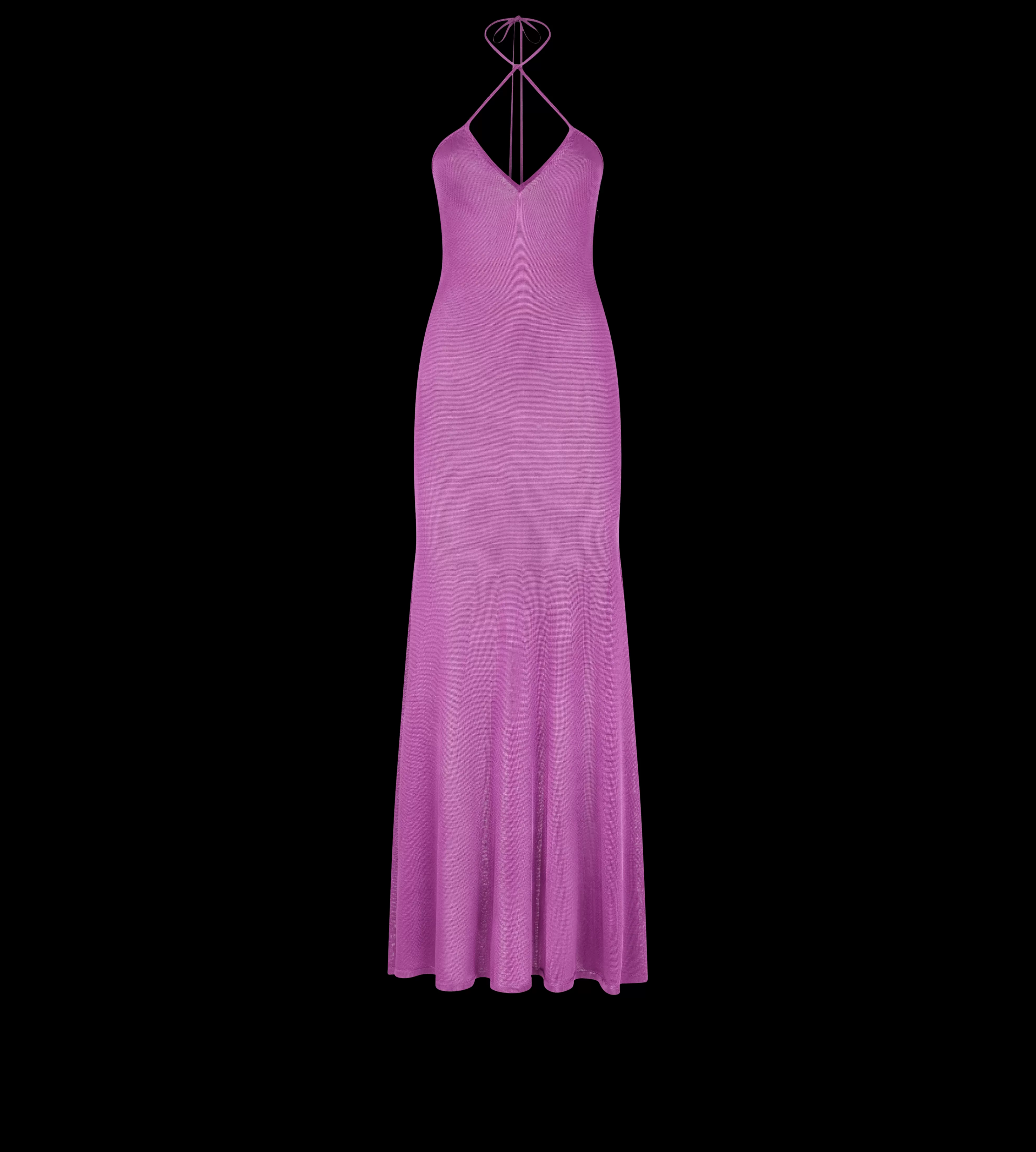 TOM FORD SLINKY VISCOSE JERSEY KNIT HALTERNECK MAXI DRESS FUSCHIA^WOMEN SPRING 24