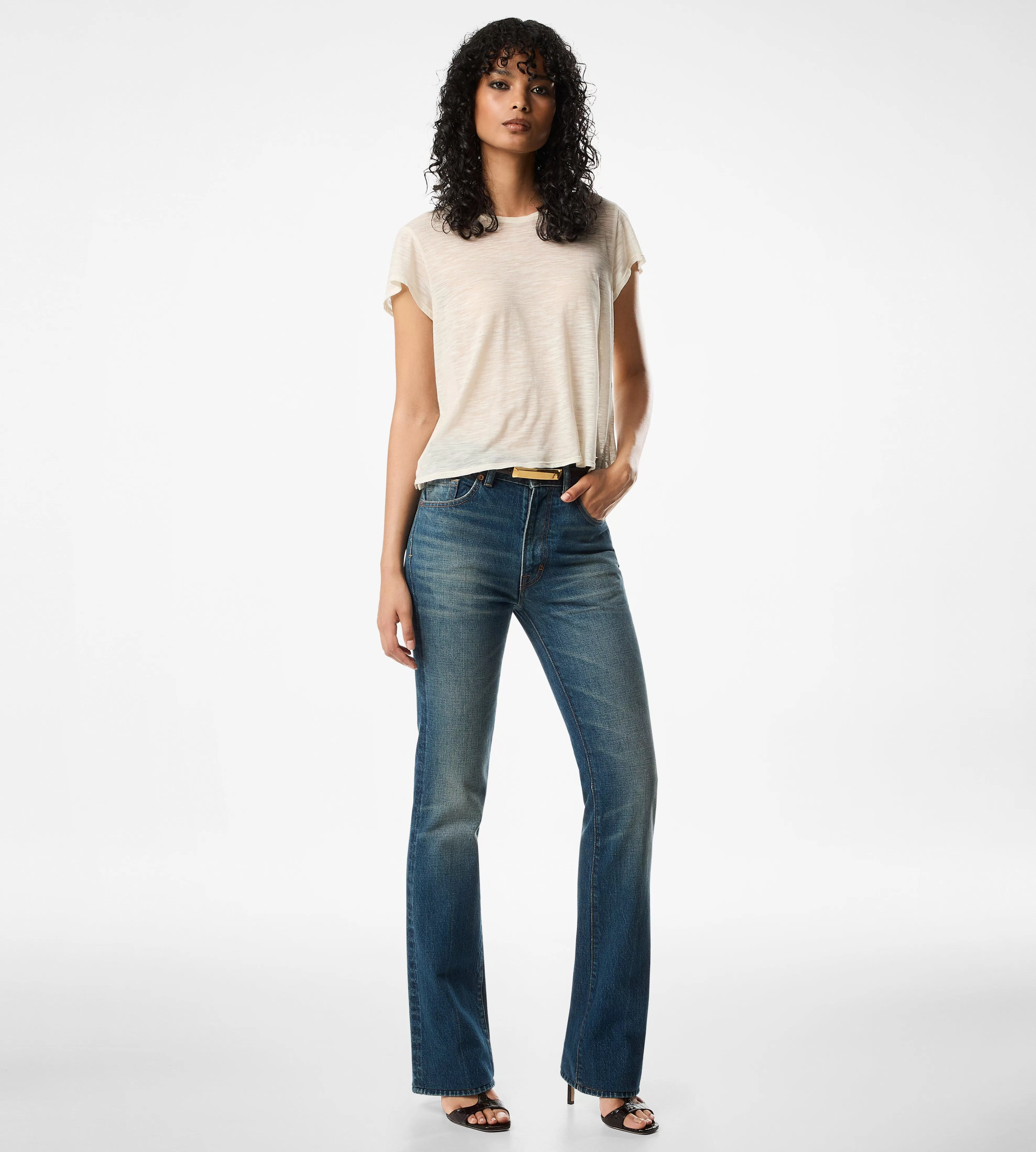 TOM FORD SLUB COTTON JERSEY CREWNECK T-SHIRT ^WOMEN Tops