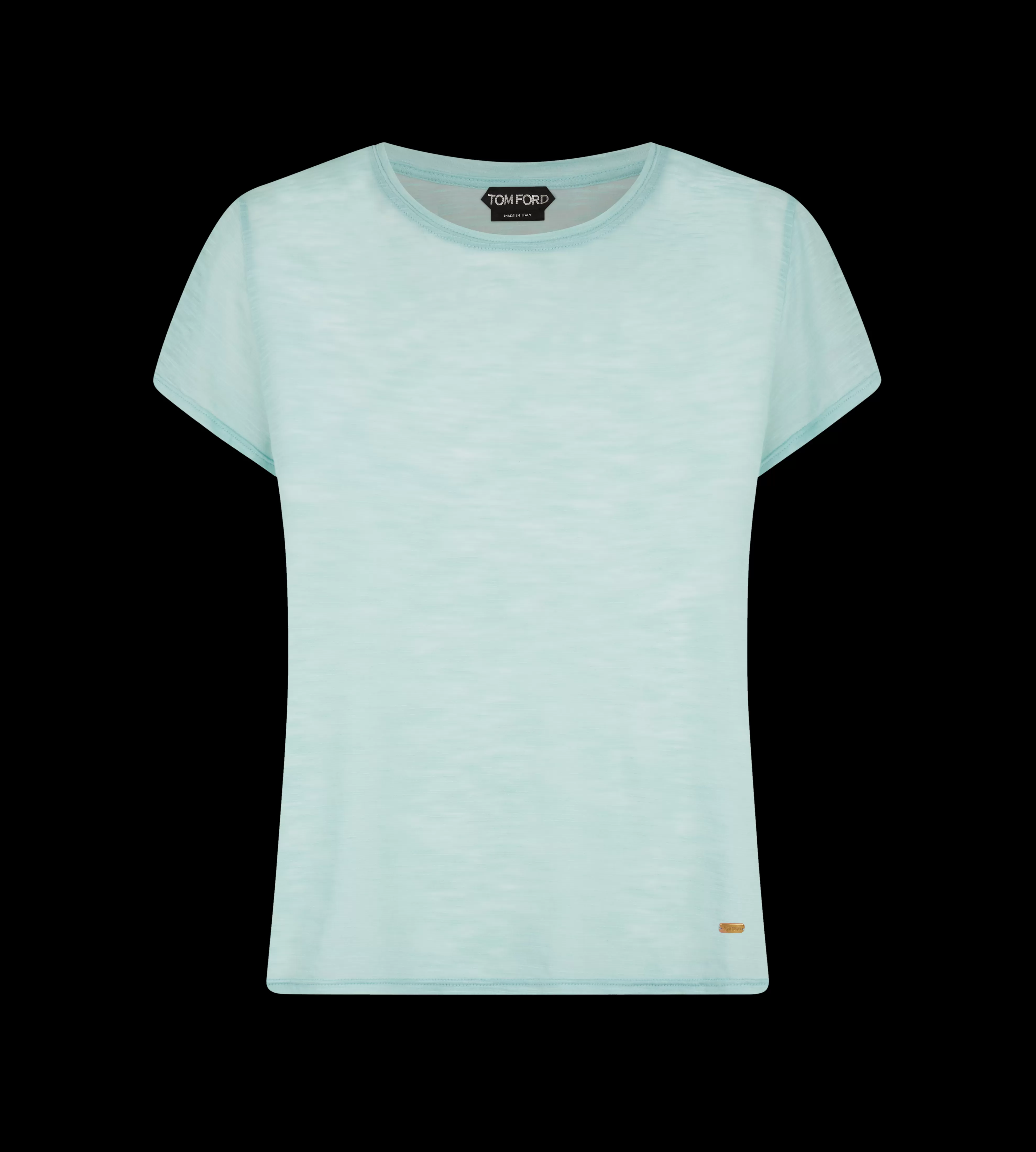 TOM FORD SLUB COTTON JERSEY CREWNECK T-SHIRT LIGHT TURQUOISE^WOMEN SPRING 24