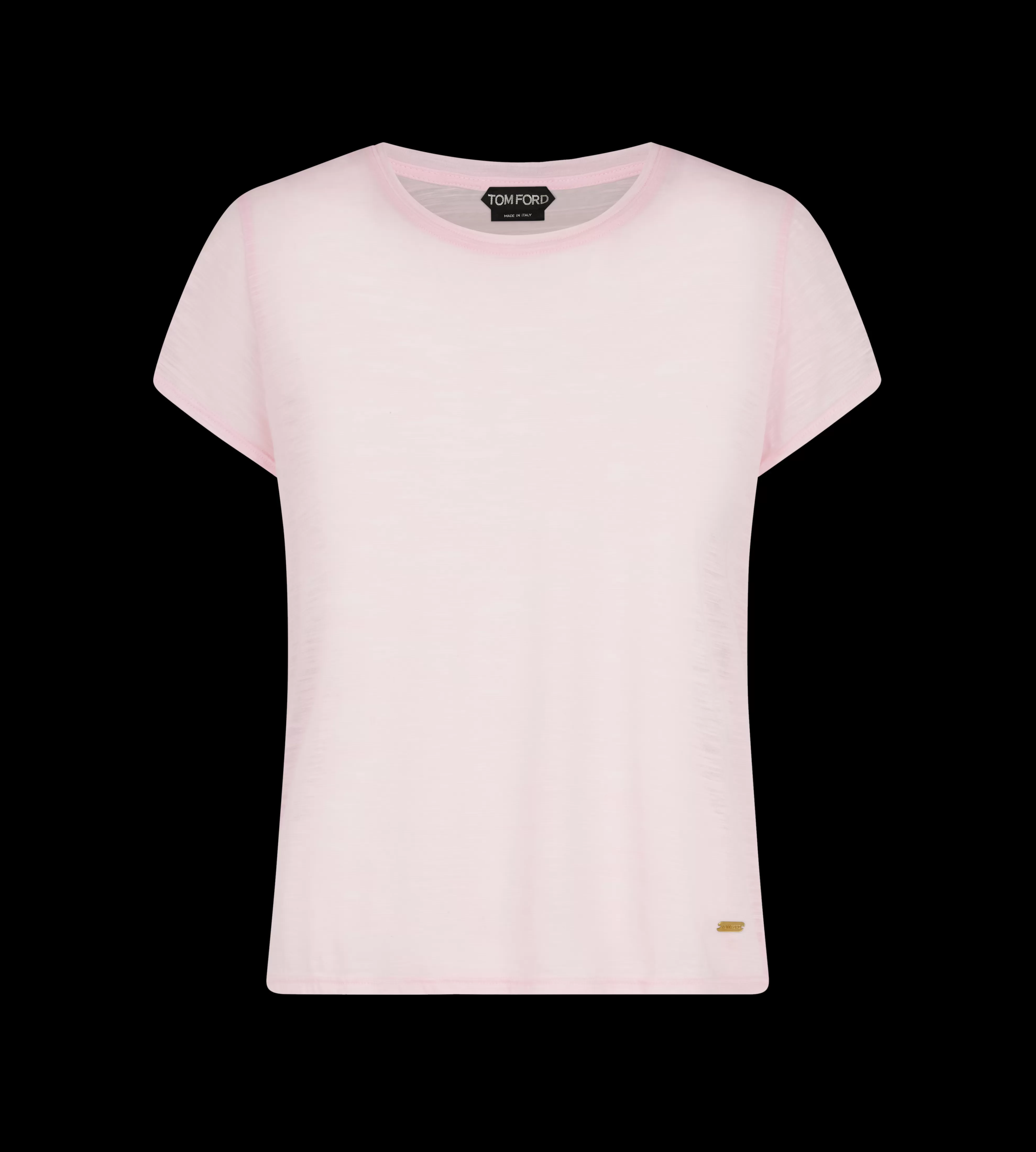 TOM FORD SLUB COTTON JERSEY CREWNECK T-SHIRT LIGHT PINK^WOMEN SPRING 24