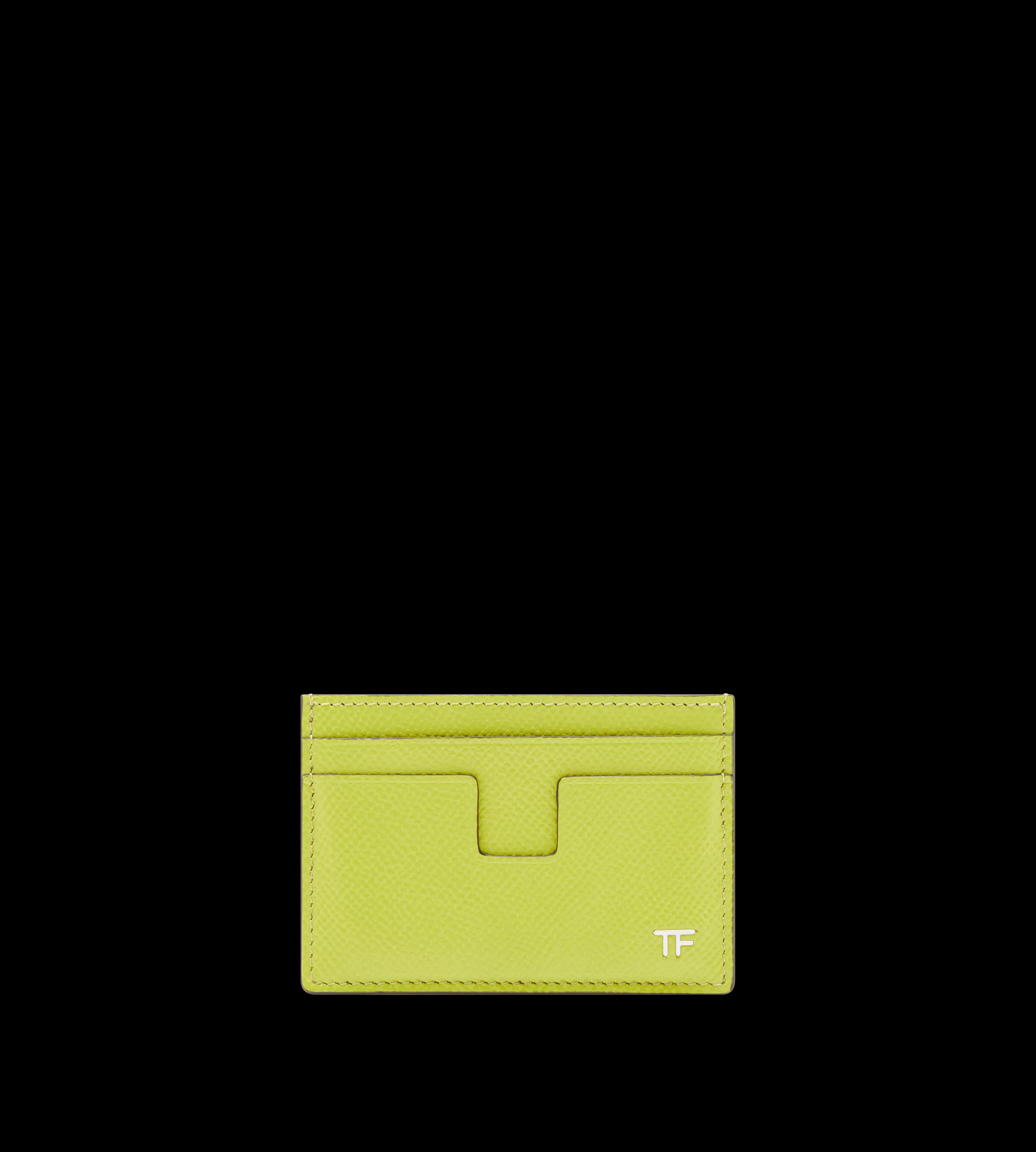 TOM FORD SMALL GRAIN LEATHER CLASSIC CARDHOLDER LIME^MEN | MEN JETSETTER EDIT | SPRING 24