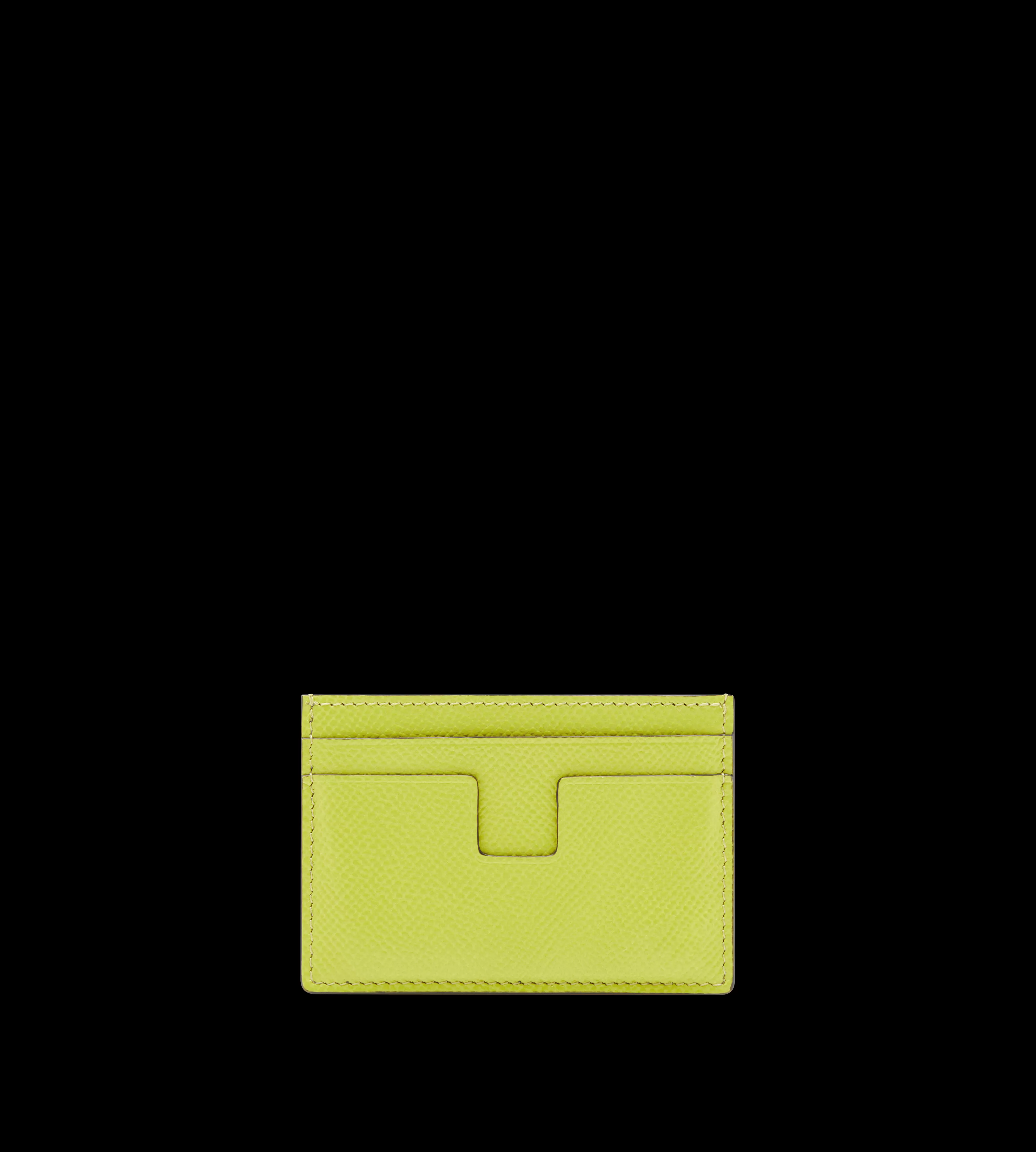 TOM FORD SMALL GRAIN LEATHER CLASSIC CARDHOLDER LIME^MEN | MEN JETSETTER EDIT | SPRING 24