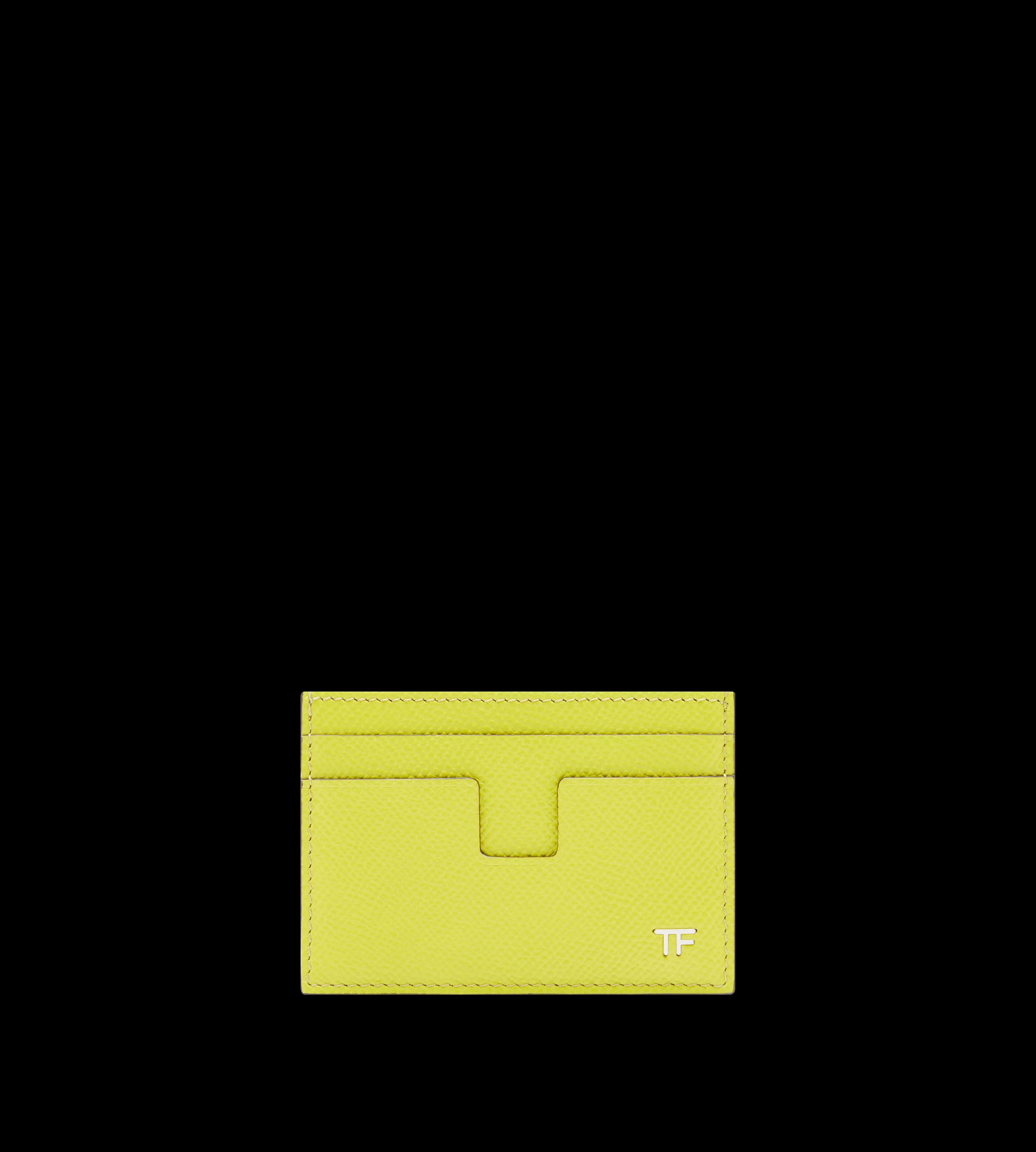 TOM FORD SMALL GRAIN LEATHER MONEY CLIP CARDHOLDER LIME^MEN SPRING 24