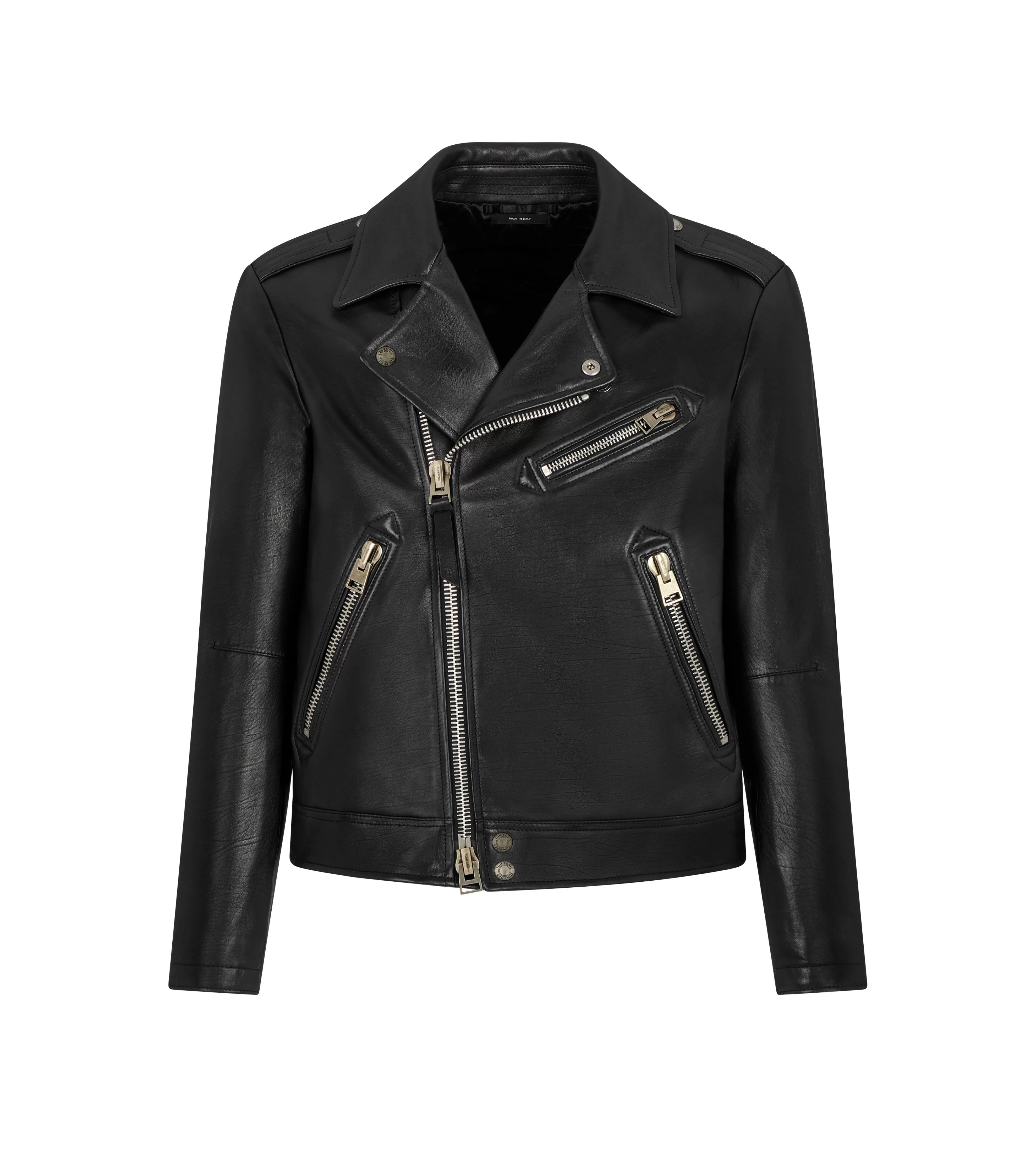 TOM FORD SMOOTH GRAIN ASYMMETRIC BIKER BLACK^MEN Outerwear