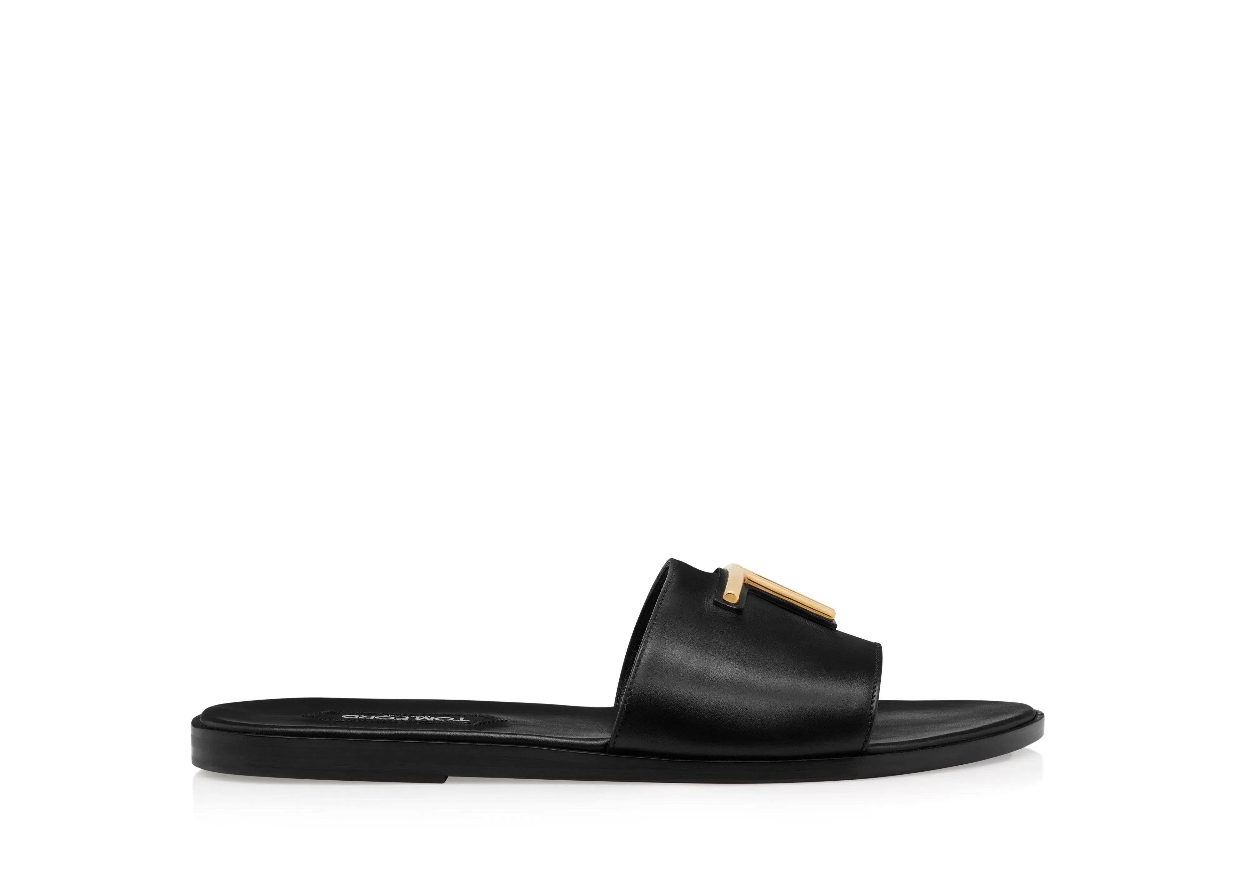 TOM FORD SMOOTH LEATHER BRIGHTON SLIDE BLACK^MEN | MEN Espadrilles & Sandals | JETSETTER EDIT