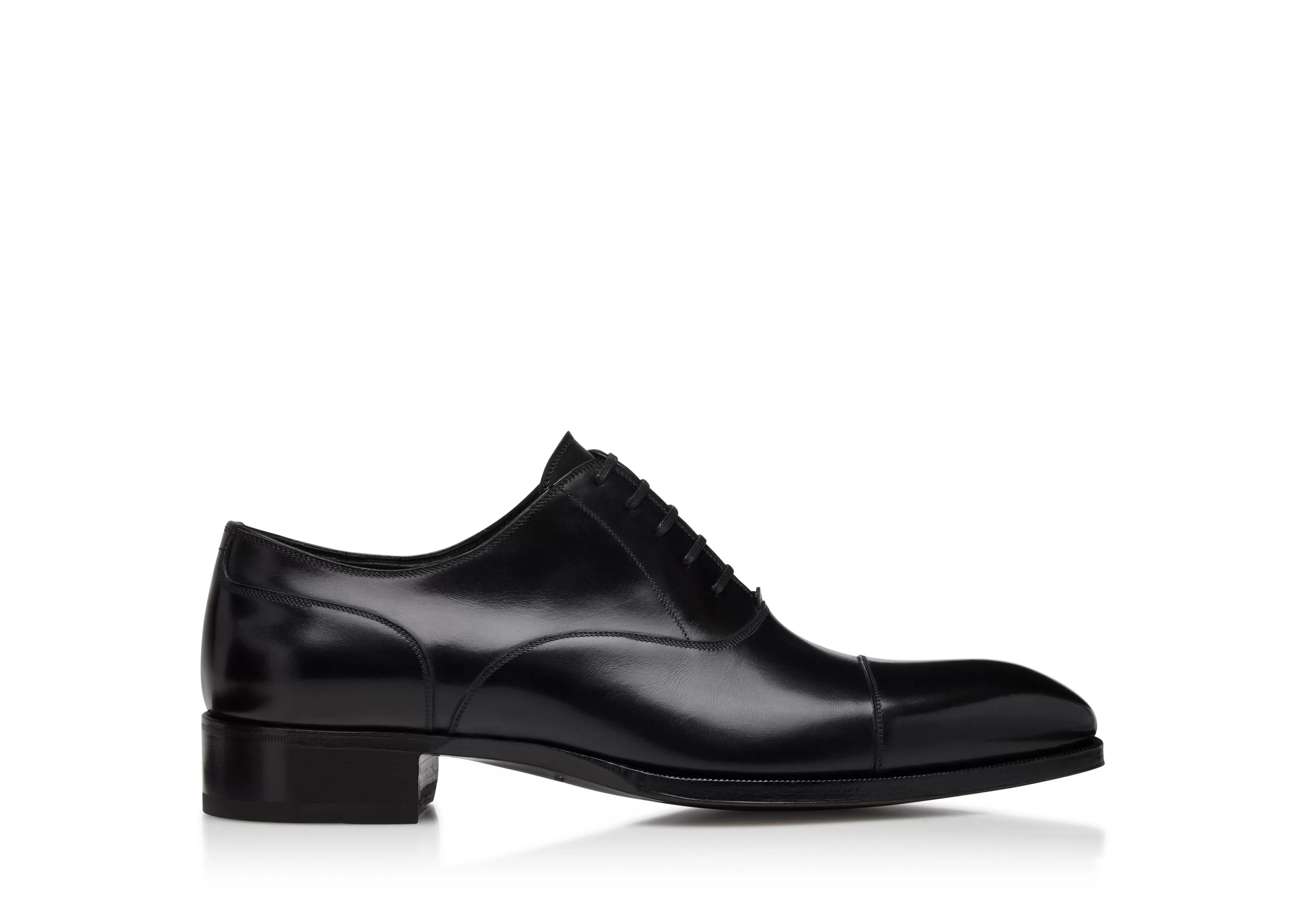 TOM FORD SMOOTH LEATHER ELKAN CAP TOE LACE UPS BLACK^MEN Lace-ups