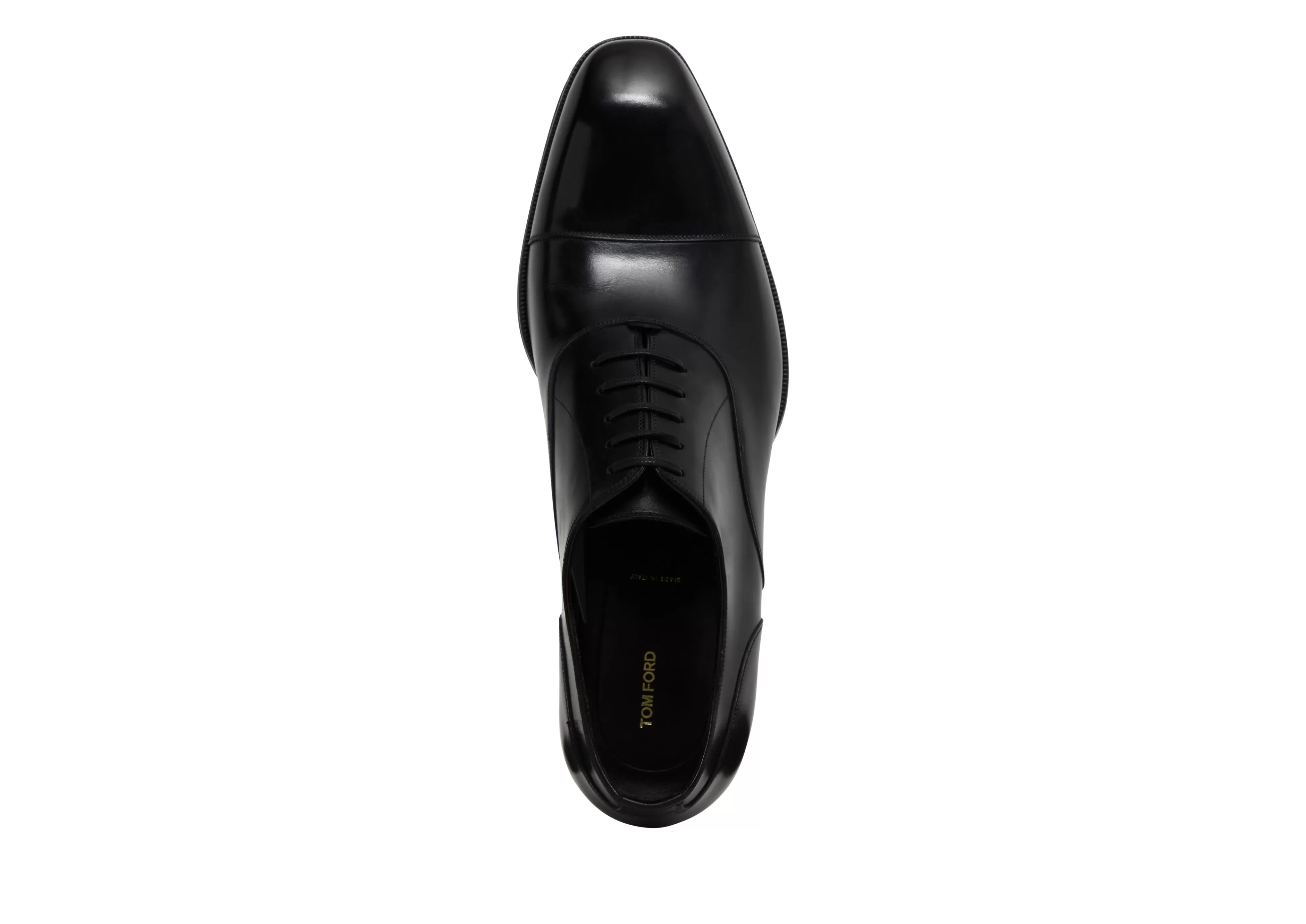 TOM FORD SMOOTH LEATHER ELKAN CAP TOE LACE UPS BLACK^MEN Lace-ups