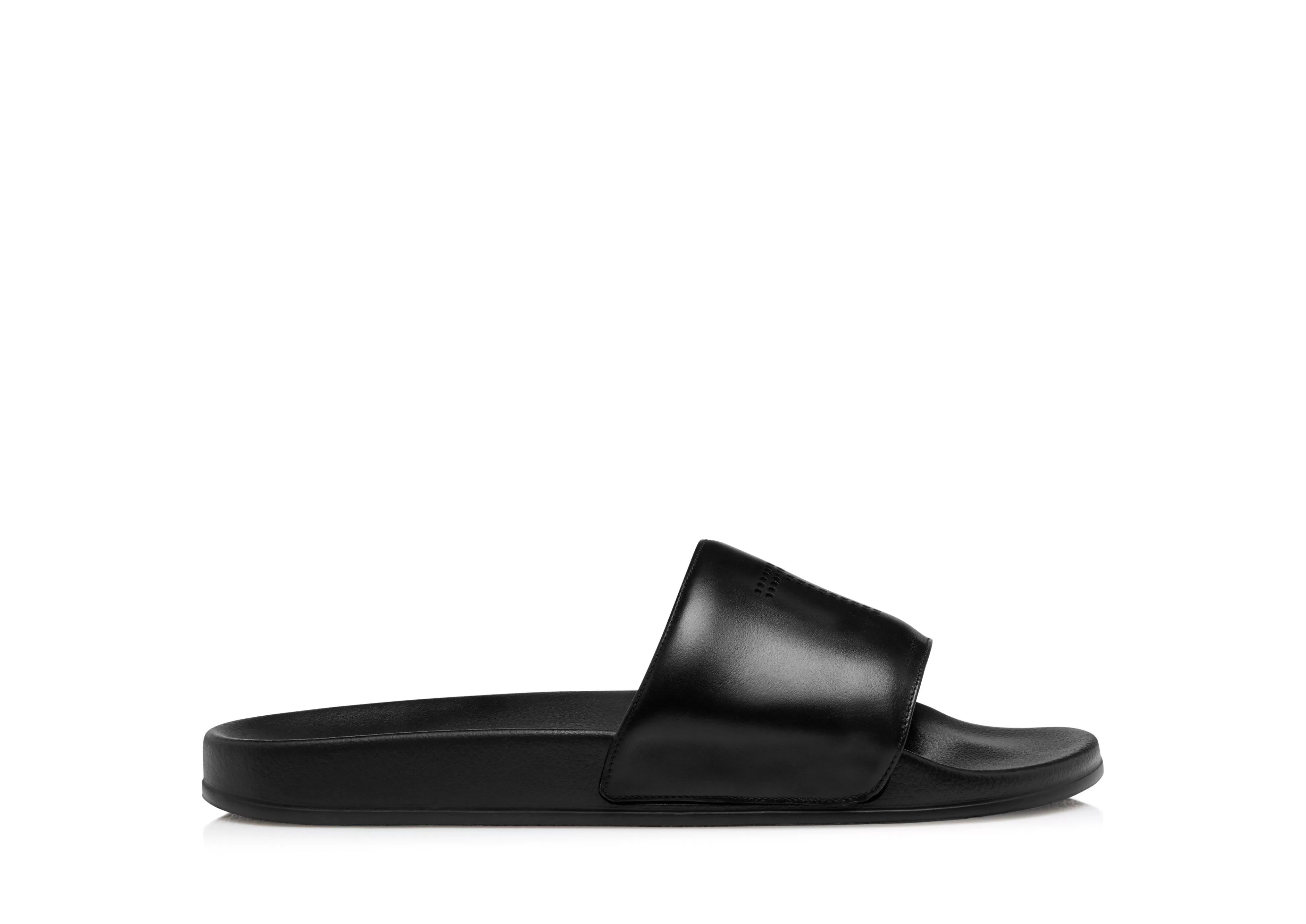 TOM FORD SMOOTH LEATHER HARRISON SLIDE BLACK^MEN Espadrilles & Sandals