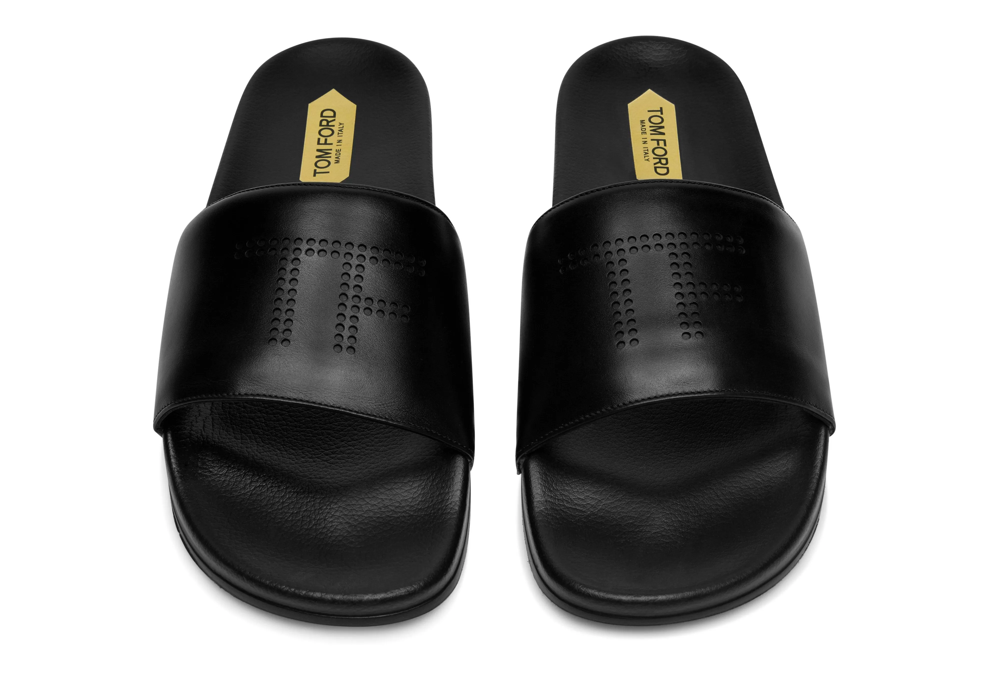 TOM FORD SMOOTH LEATHER HARRISON SLIDE BLACK^MEN Espadrilles & Sandals