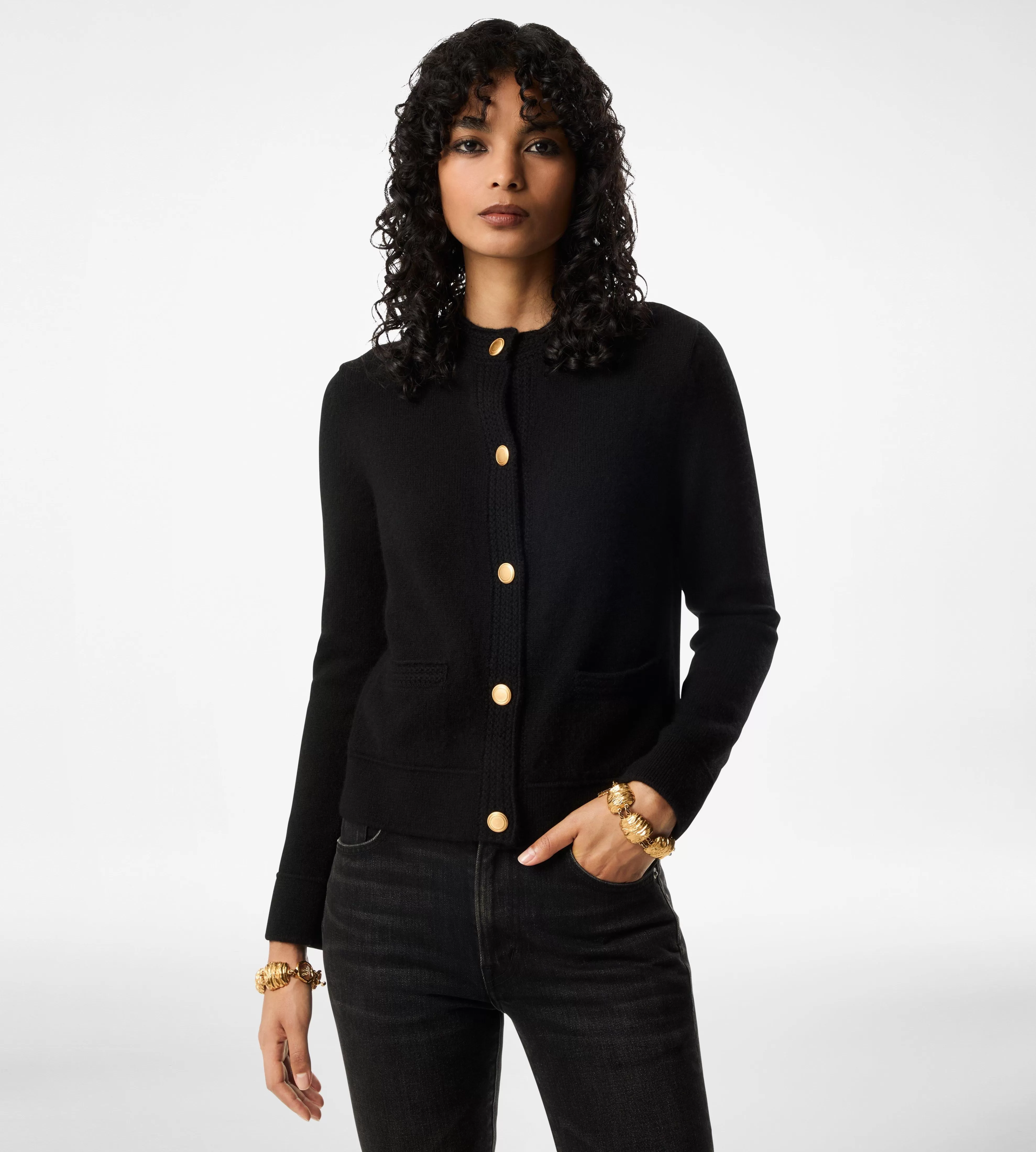 TOM FORD SOFT CASHMERE KNIT CARDIGAN BLACK^WOMEN SPRING 24