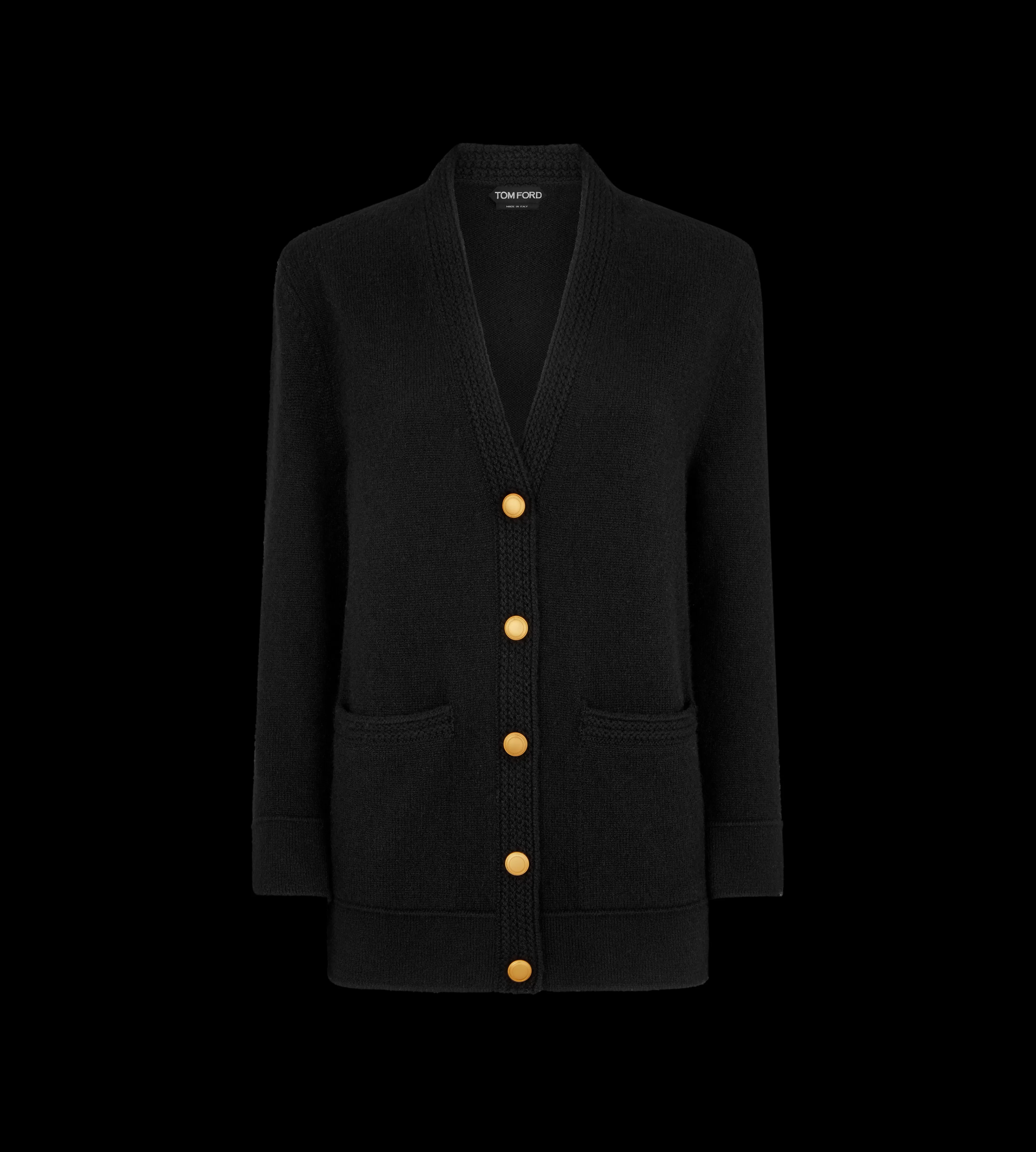 TOM FORD SOFT CASHMERE RELAXED FIT KNIT CARDIGAN BLACK^WOMEN SPRING 24