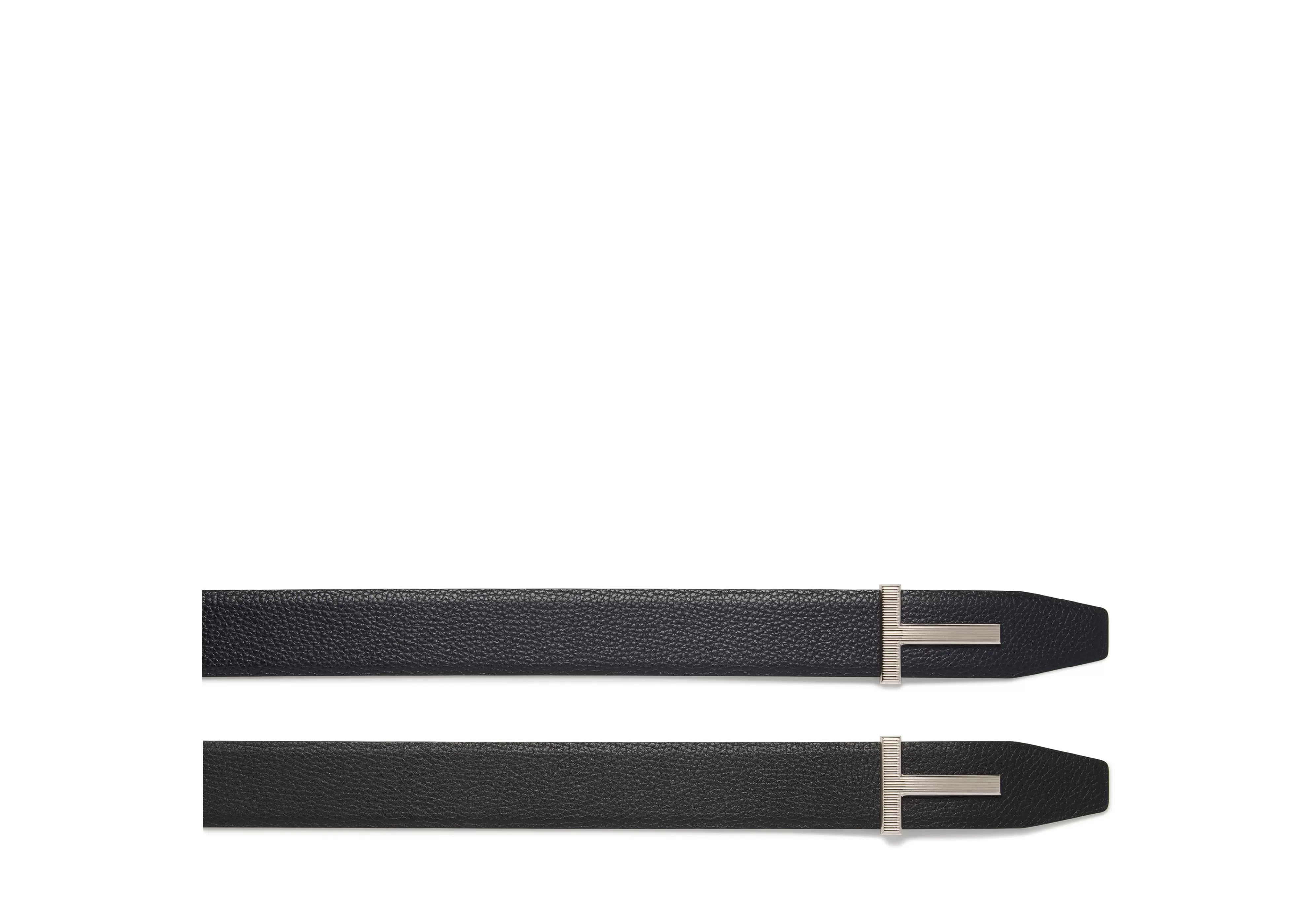 TOM FORD SOFT GRAIN LEATHER RIDGE T BELT DARK NAVY + BLACK^MEN Belts