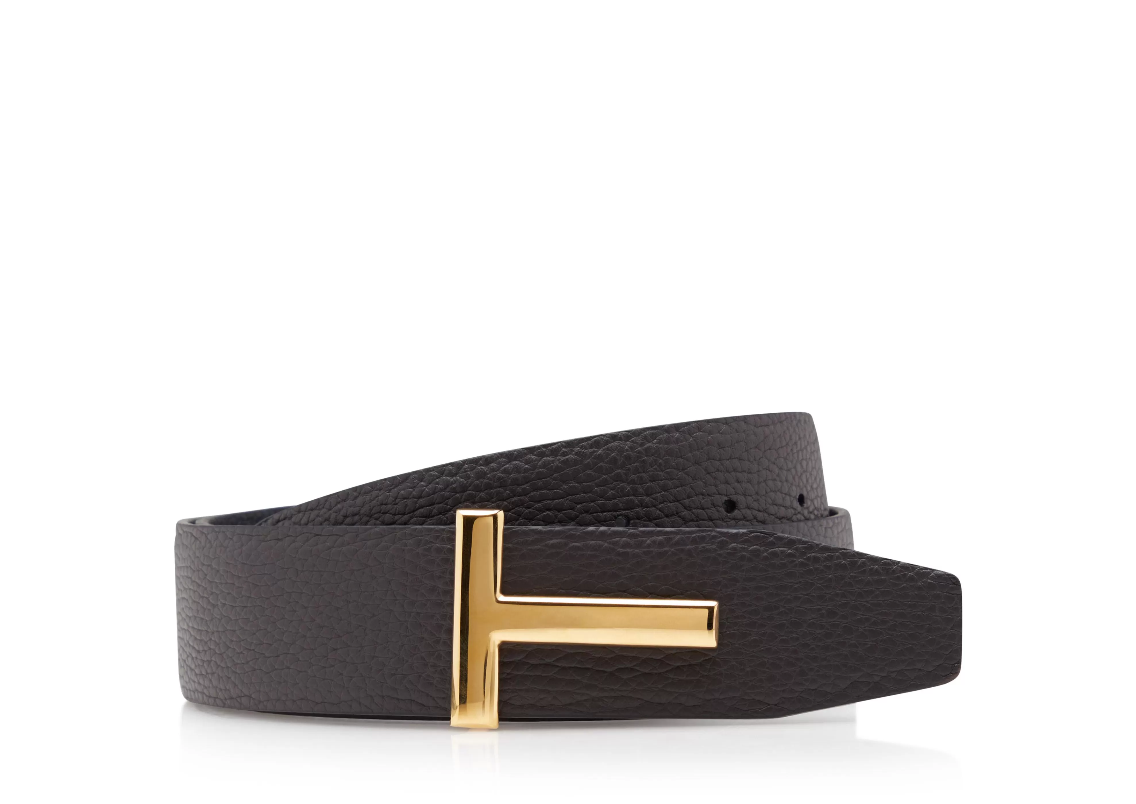 TOM FORD SOFT GRAIN LEATHER T ICON BELT BROWN + BLACK^MEN Belts