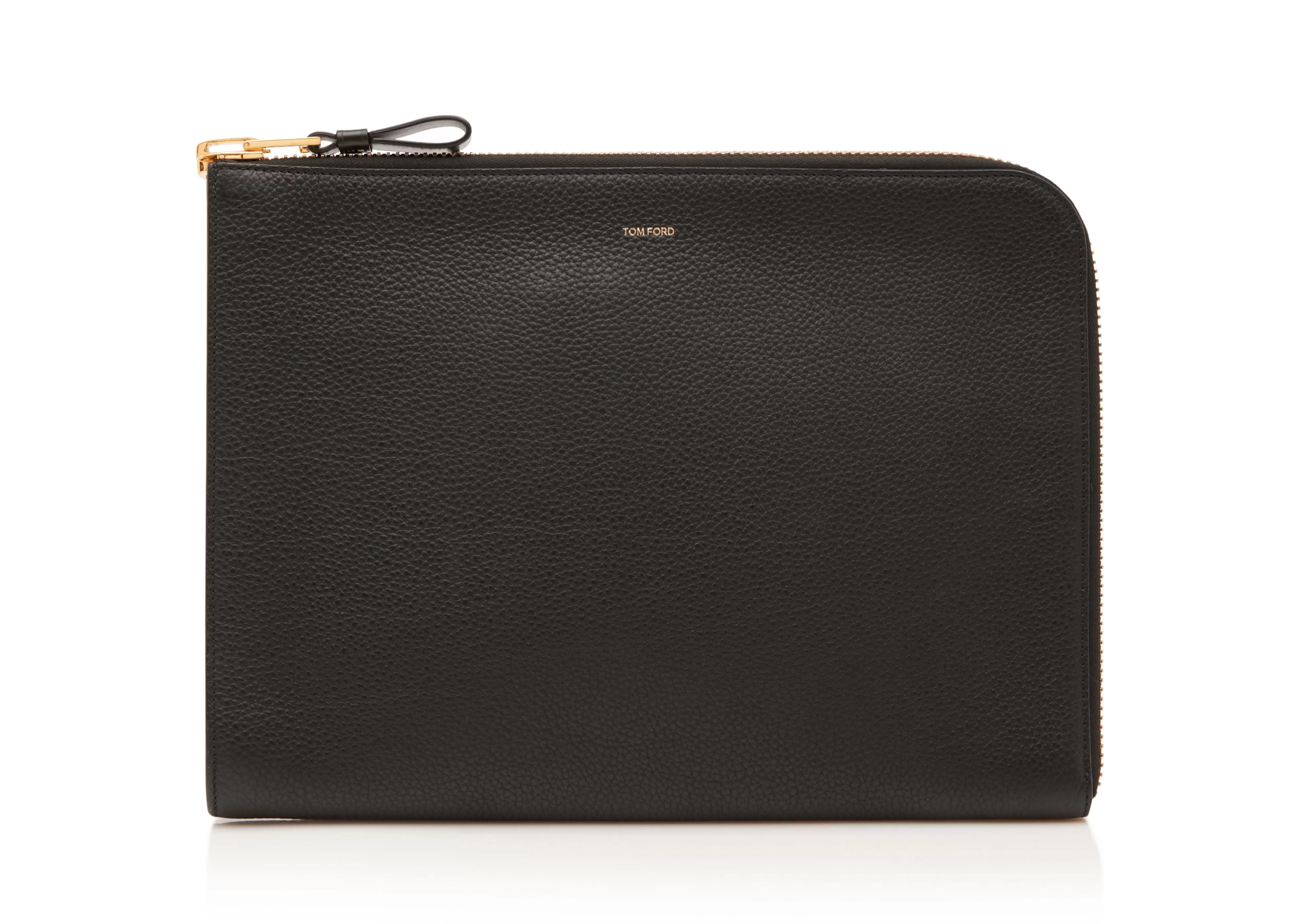 TOM FORD SOFT GRAIN LEATHER ZIP PORTFOLIO BLACK^MEN Briefcases