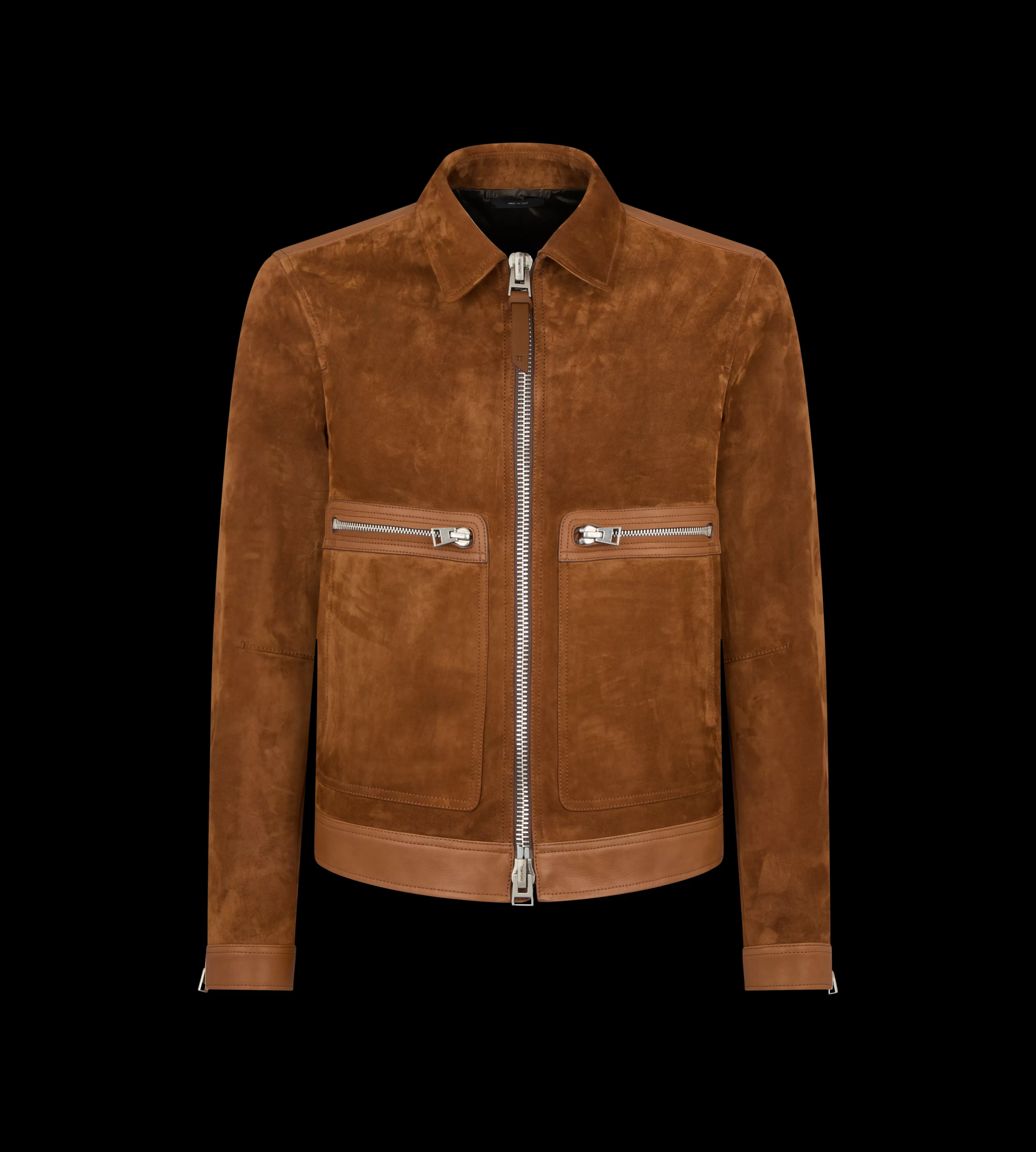 TOM FORD SOFT SUEDE CONTRAST ZIP BLOUSON BROWN^MEN Outerwear