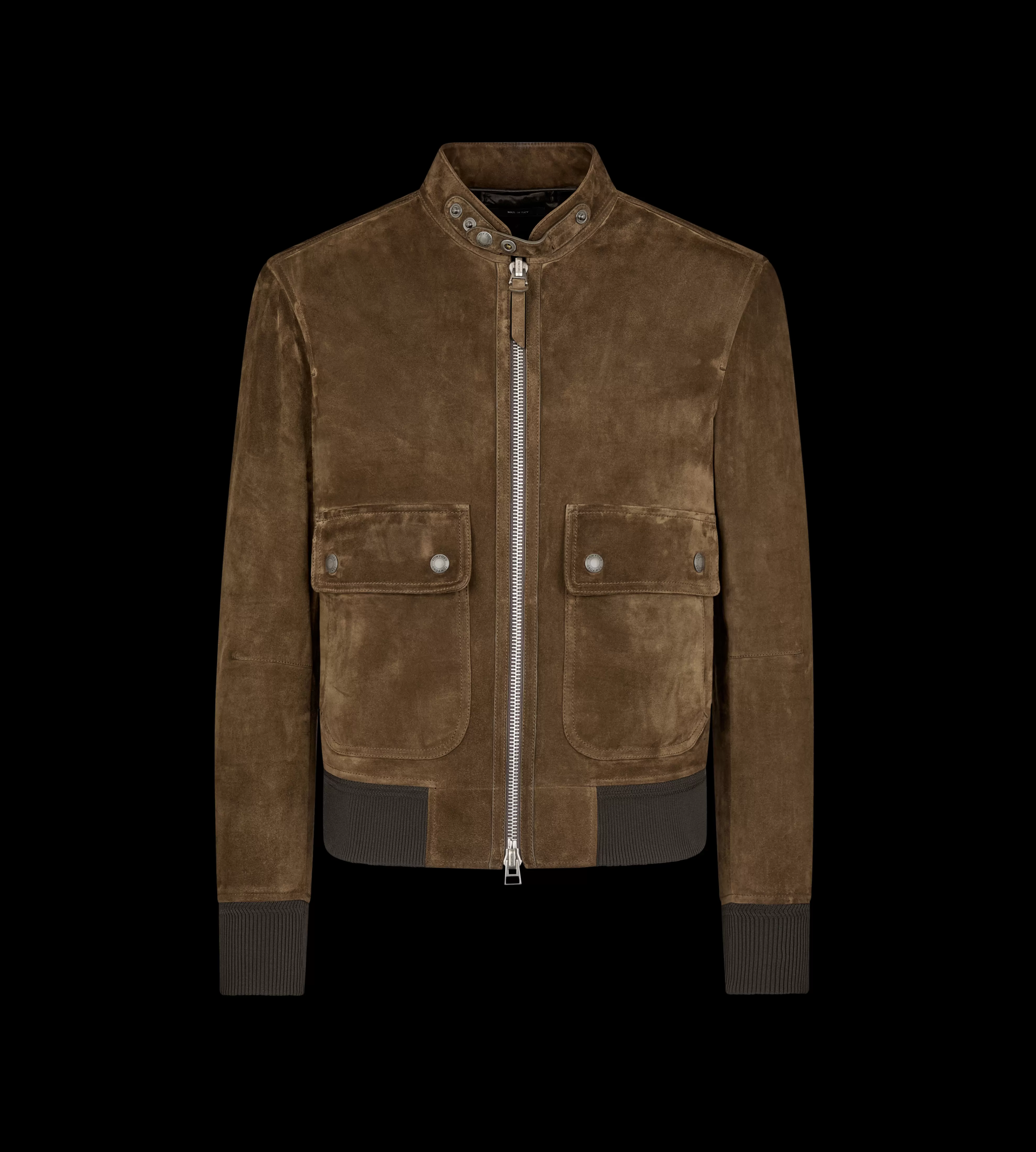 TOM FORD SOFT SUEDE PILOT BOMBER KHAKI^MEN Outerwear