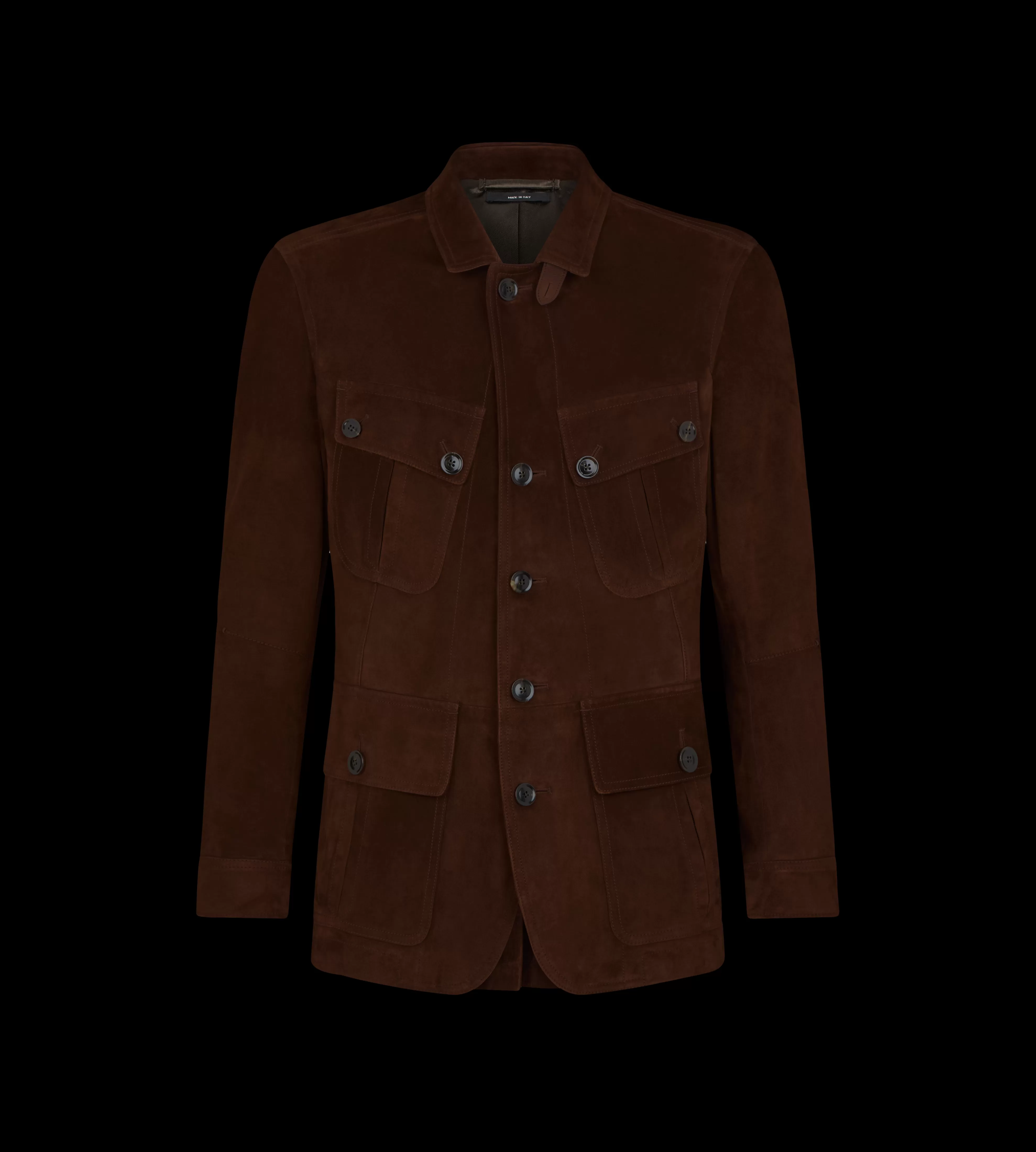 TOM FORD SOFT SUEDE SARTORIAL MILITARY JACKET CHOCOLATE^MEN Outerwear