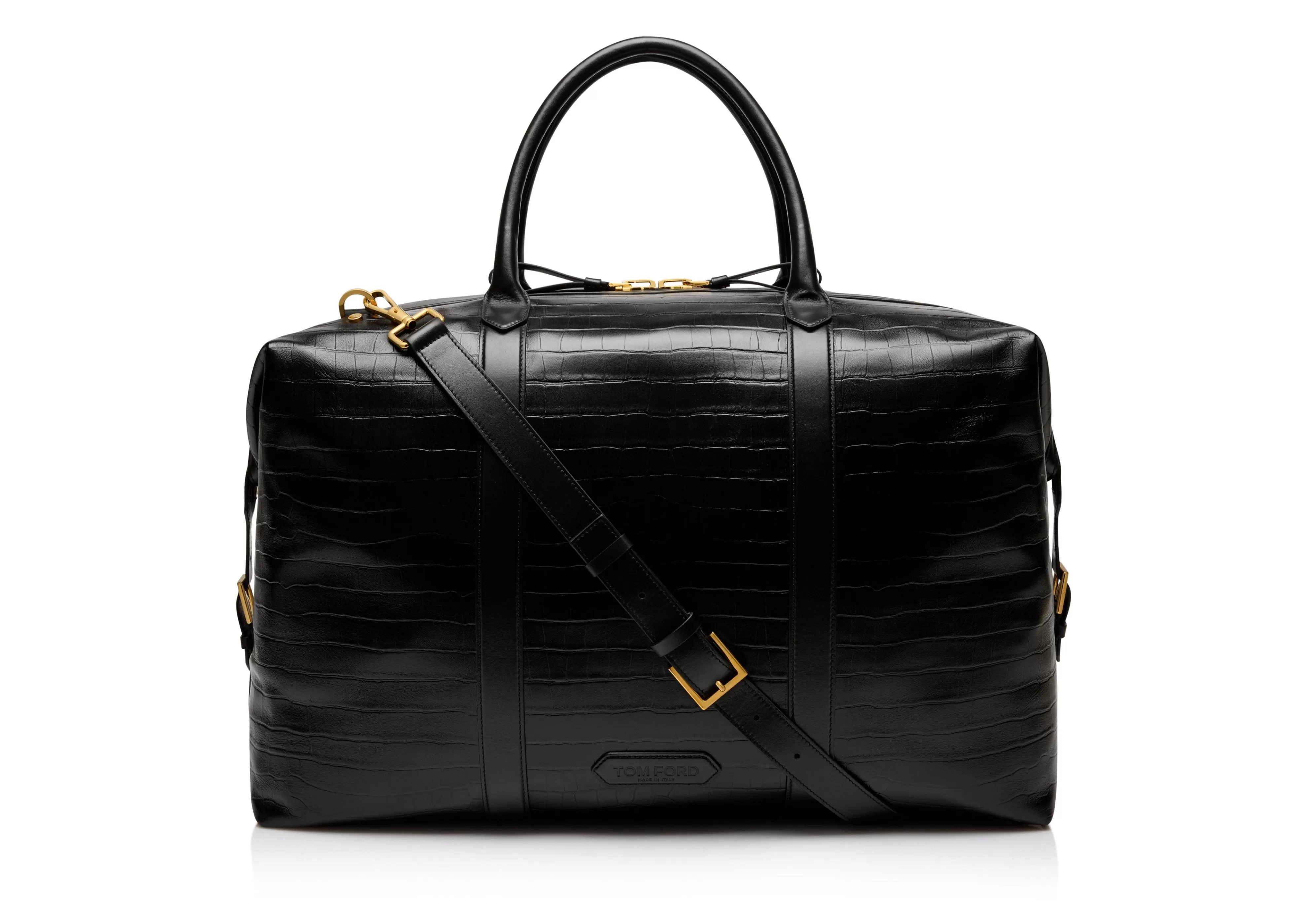 TOM FORD STAMPED CROC LEATHER GIANT HOLDALL BLACK^MEN Luggage