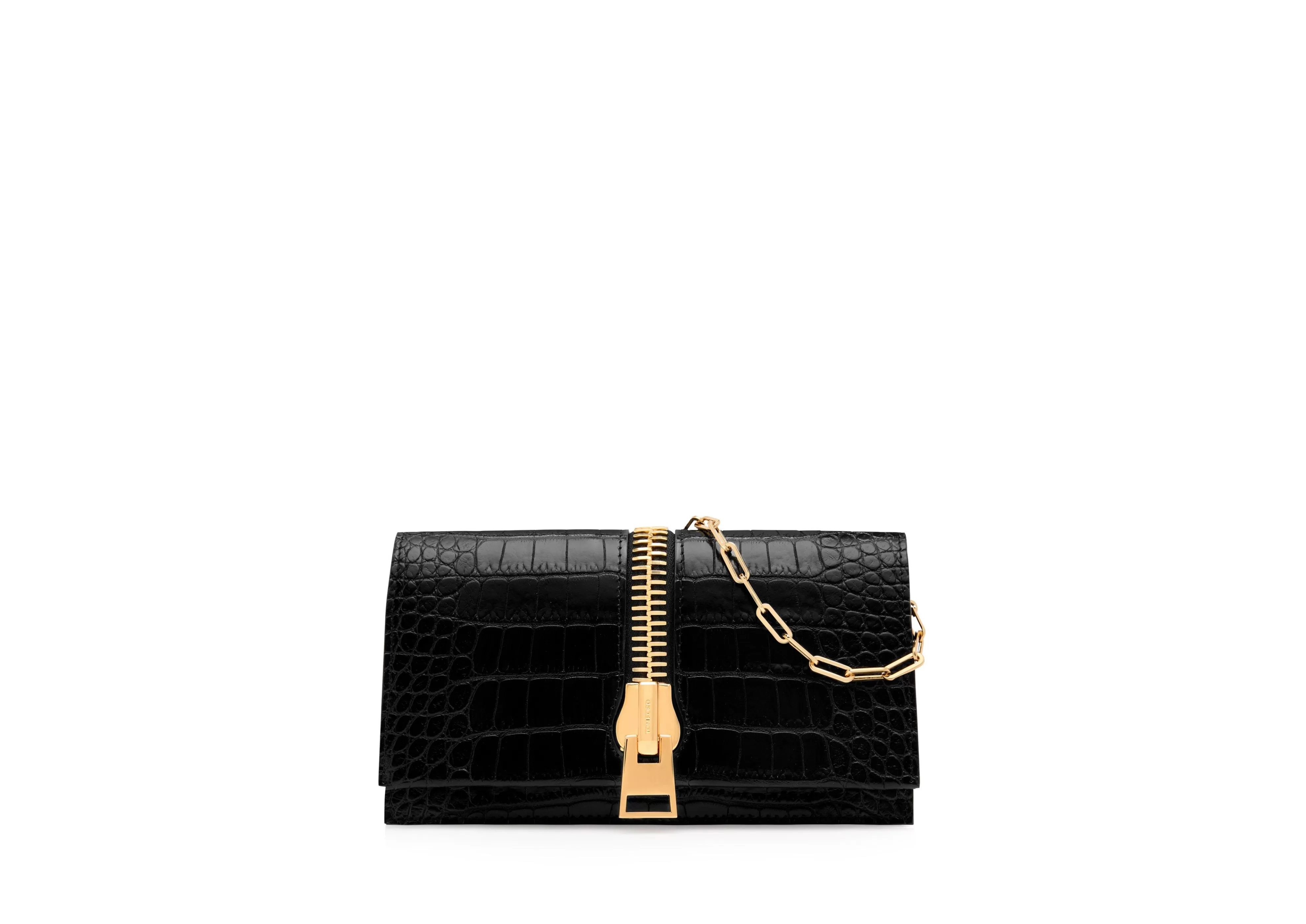 TOM FORD STAMPED CROC LEATHER JENNIFER MINI BAG ON CHAIN BLACK^WOMEN | WOMEN | WOMEN Shoulder Bags | Cross Body Bags | Clutches