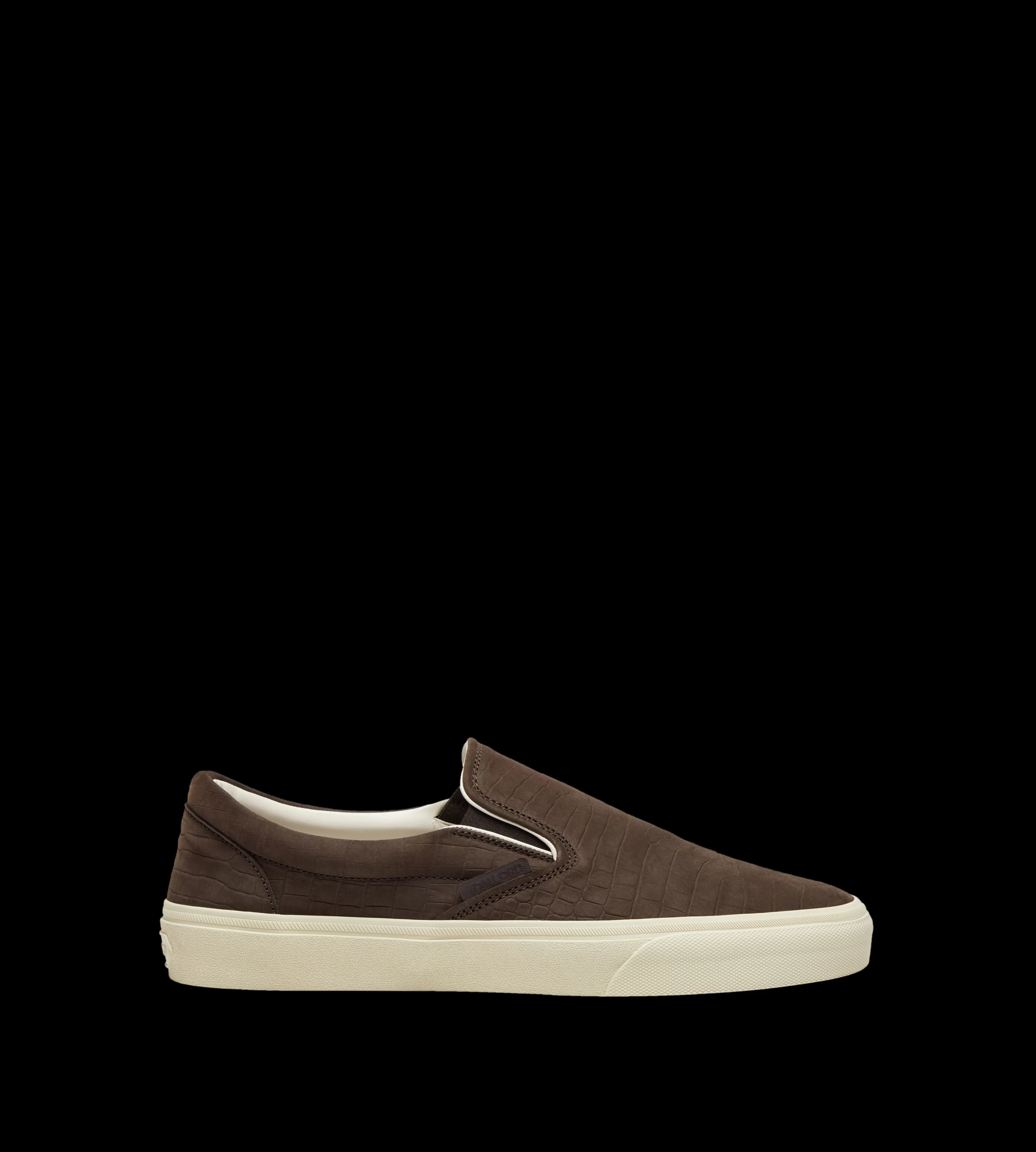 TOM FORD STAMPED CROC NUBUCK JUDE SLIP ON SNEAKER FANGO + CREAM^MEN | MEN Sneakers | SPRING 24