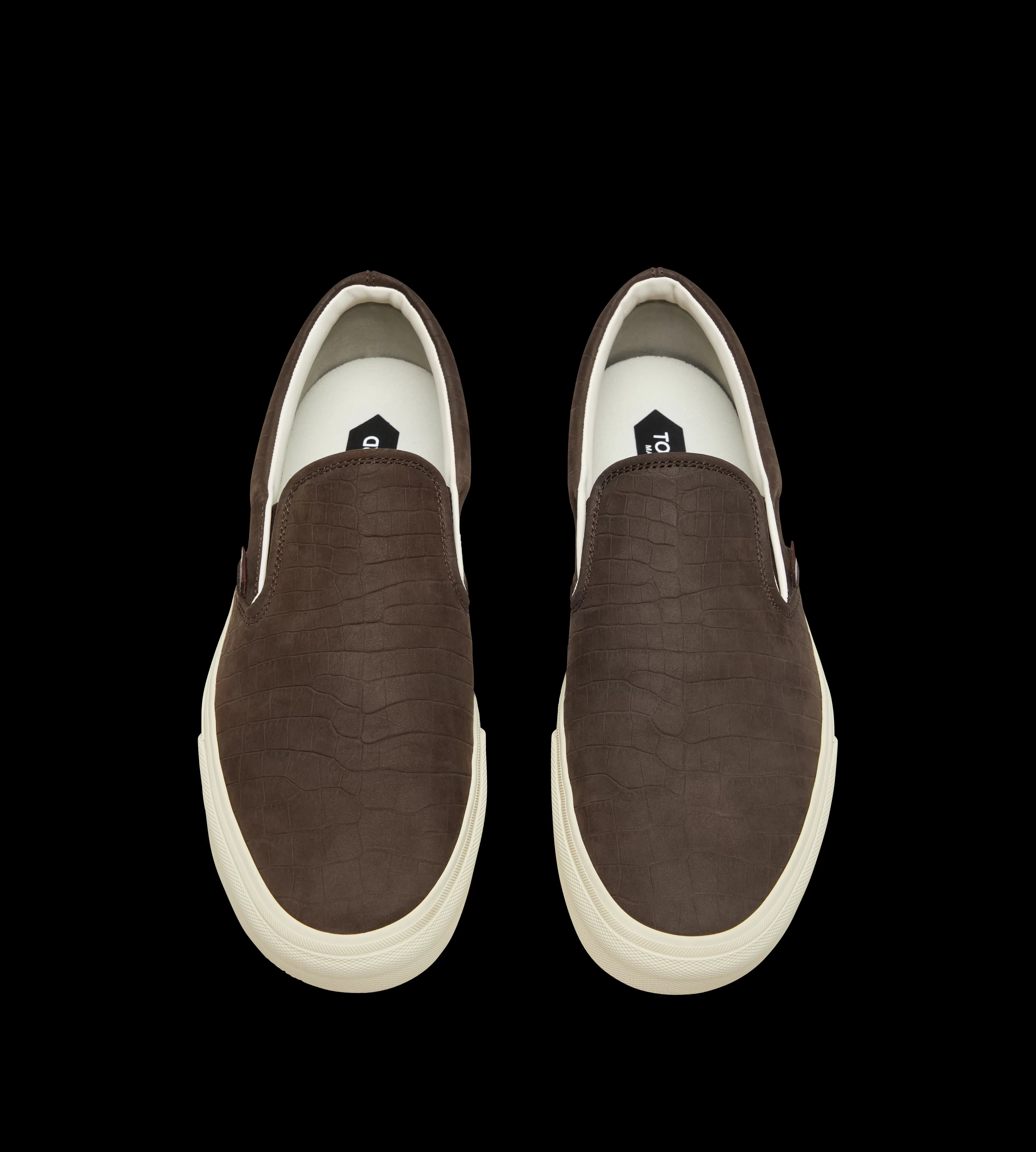 TOM FORD STAMPED CROC NUBUCK JUDE SLIP ON SNEAKER FANGO + CREAM^MEN | MEN Sneakers | SPRING 24