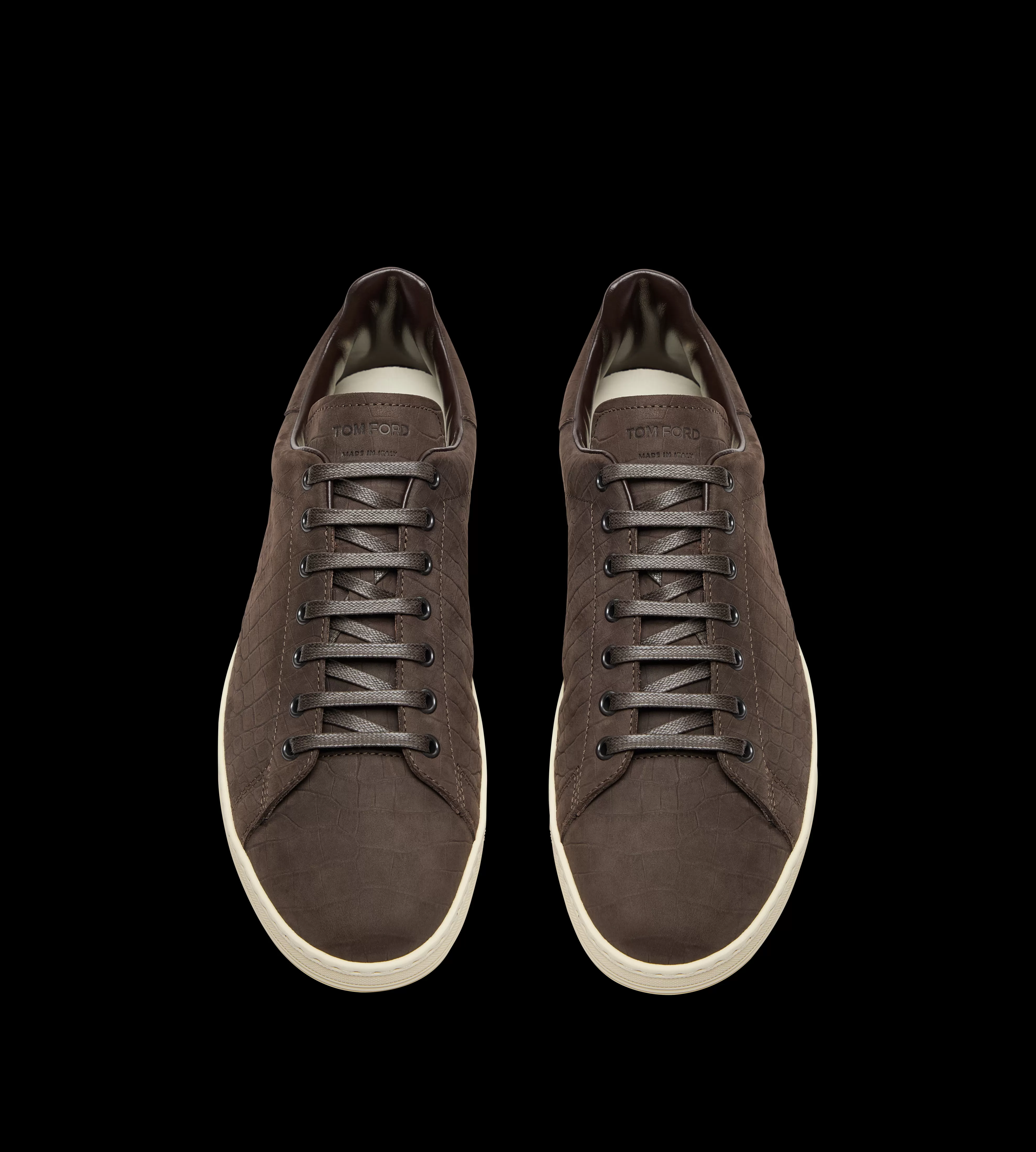 TOM FORD STAMPED CROC NUBUCK WARWICK SNEAKER FANGO + CREAM^MEN | MEN Sneakers | SPRING 24