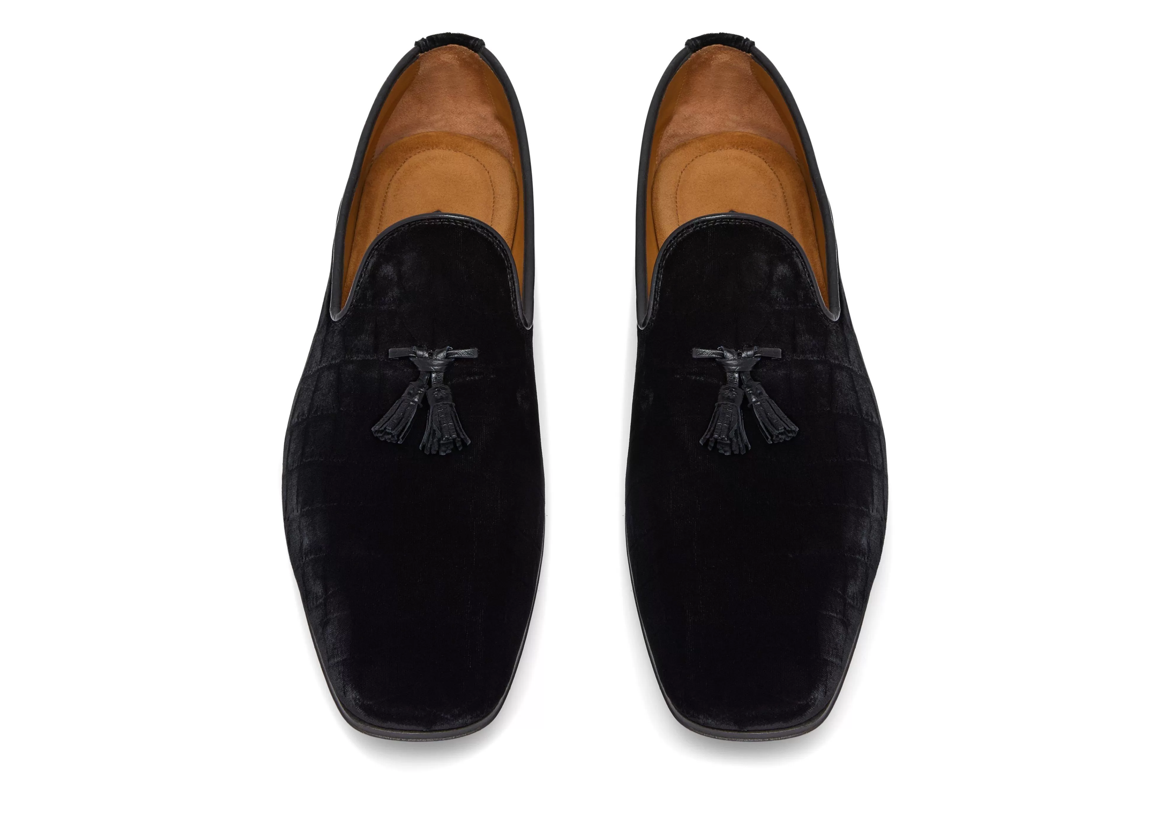 TOM FORD STAMPED CROC VELVET BAILEY TASSEL SLIPPER BLACK^MEN Loafers