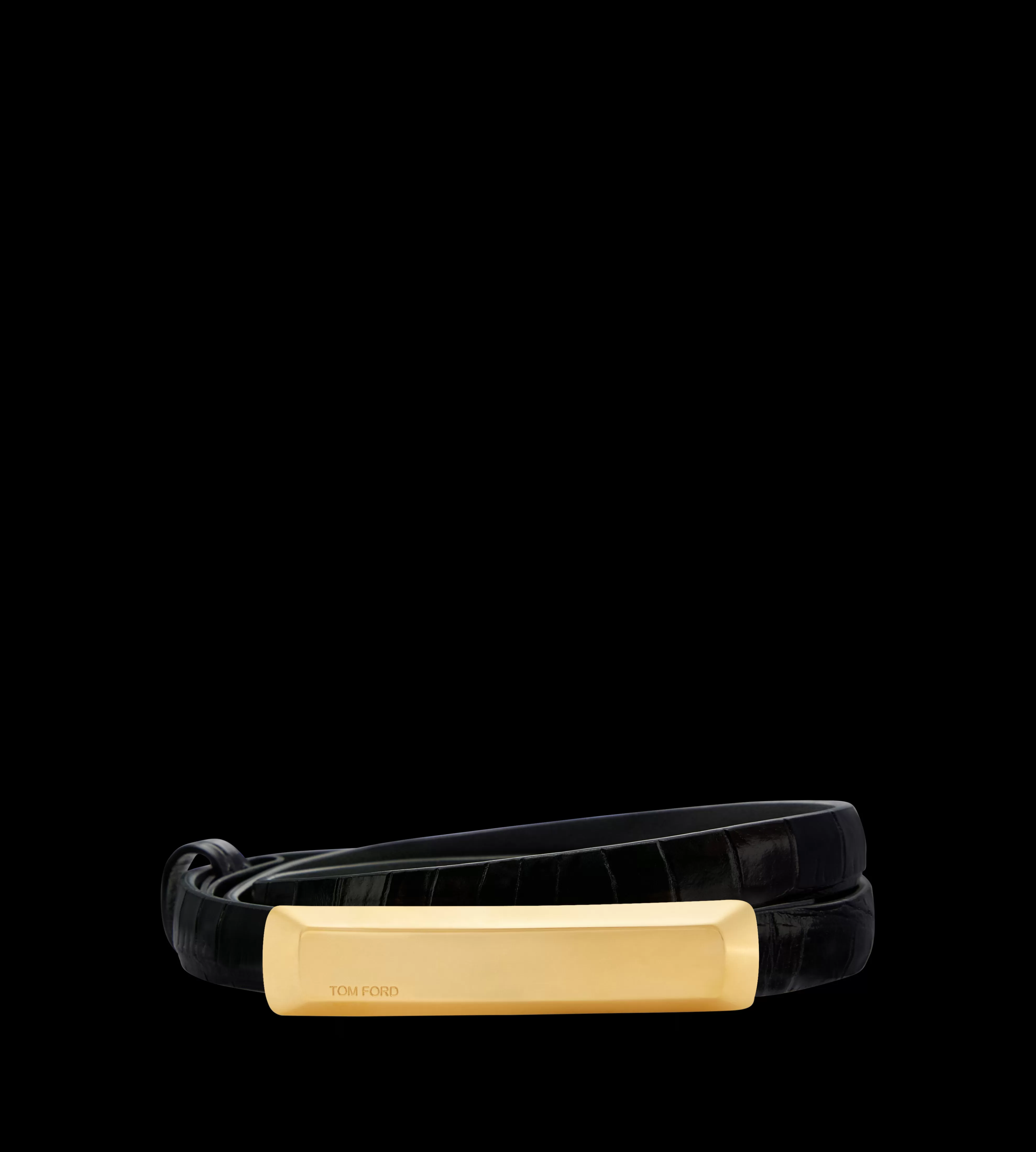 TOM FORD STAMPED CROCODILE LEATHER 15 MM BAR BELT BLACK^WOMEN | WOMEN | WOMEN Belts | Accessories | SPRING 24