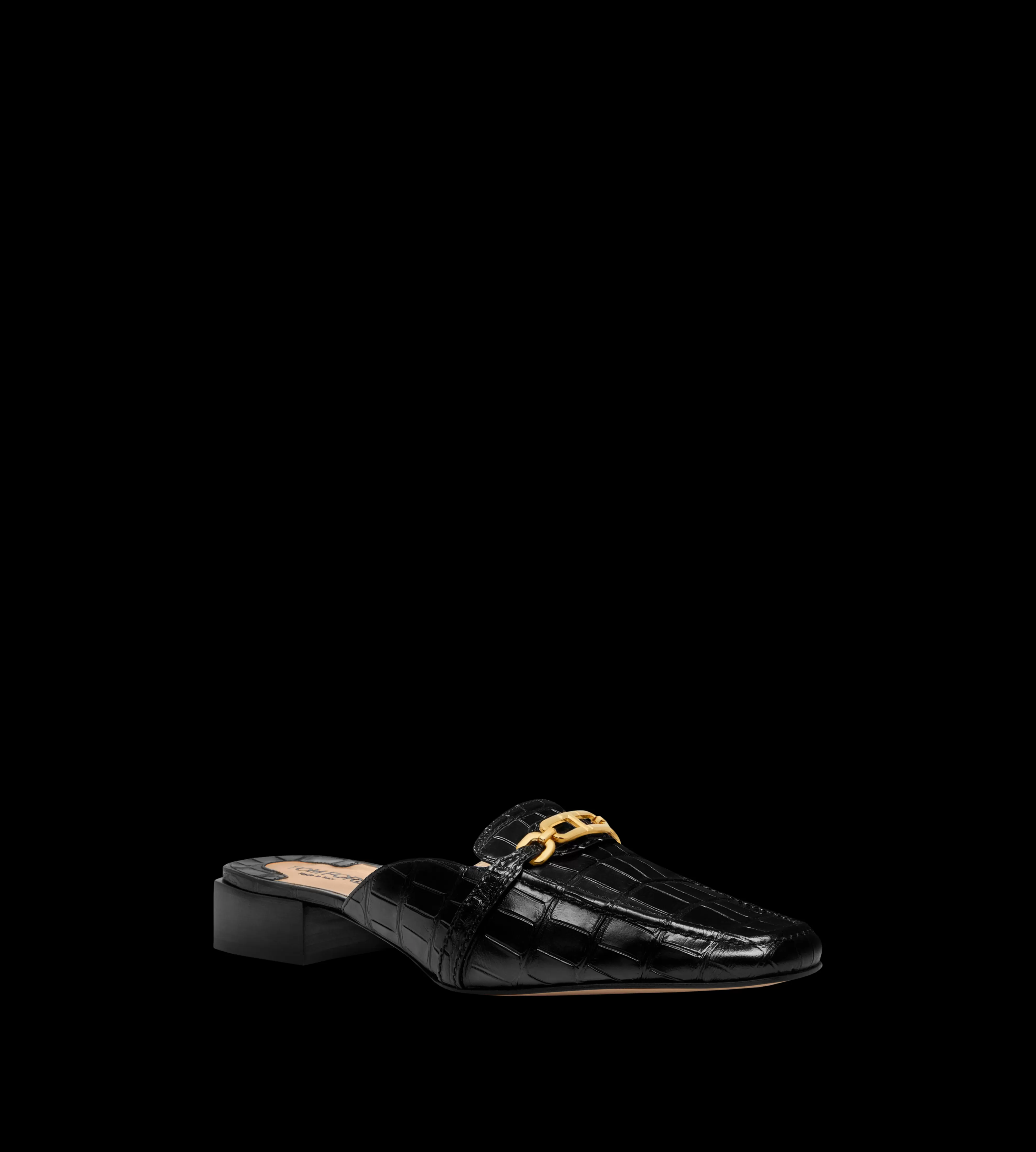 TOM FORD STAMPED CROCODILE LEATHER WHITNEY SLIPPER BLACK^WOMEN | WOMEN | WOMEN Flats | Sandals | SPRING 24