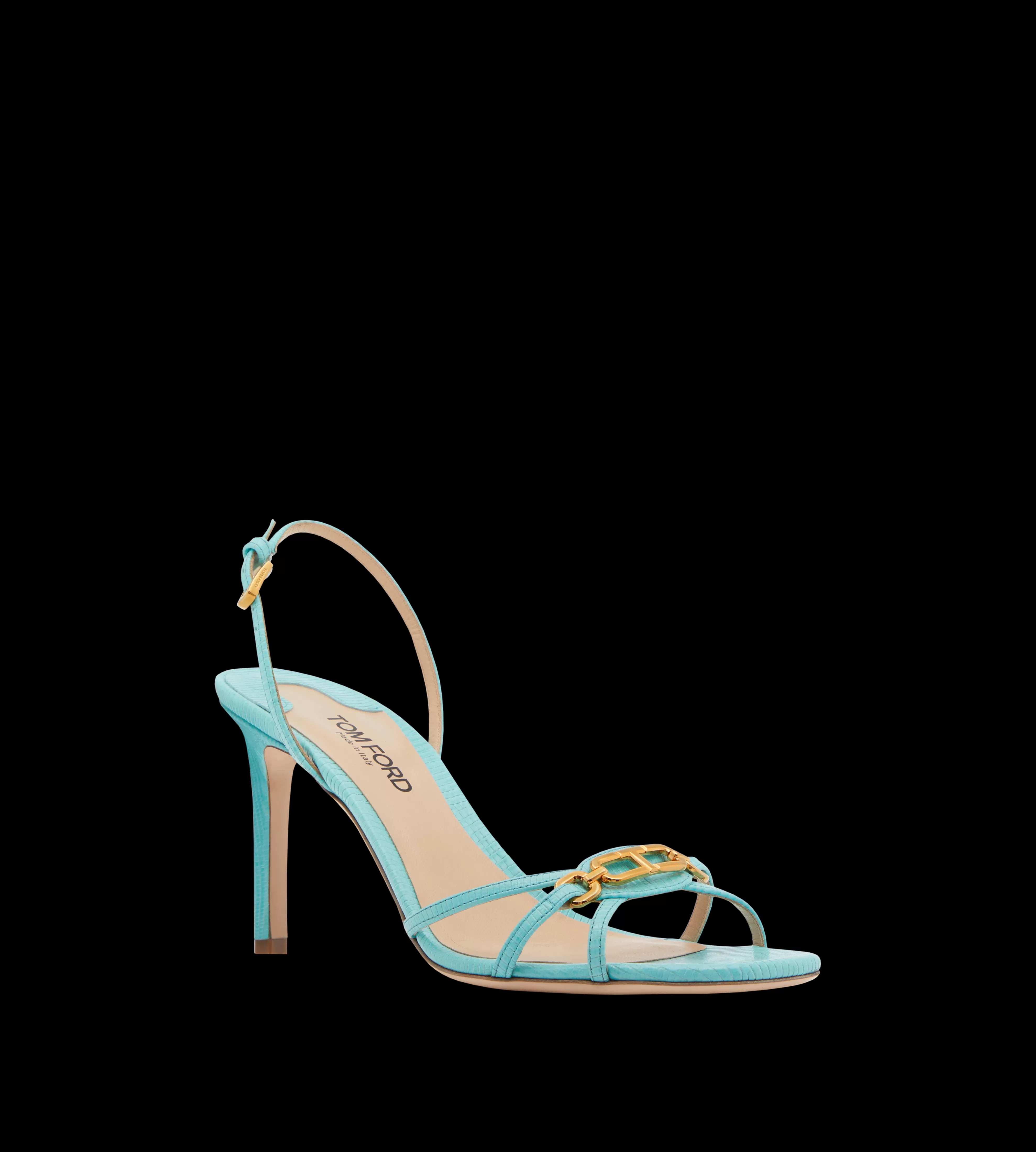 TOM FORD STAMPED LIZARD LEATHER WHITNEY SANDAL AQUA SKY^WOMEN SPRING 24