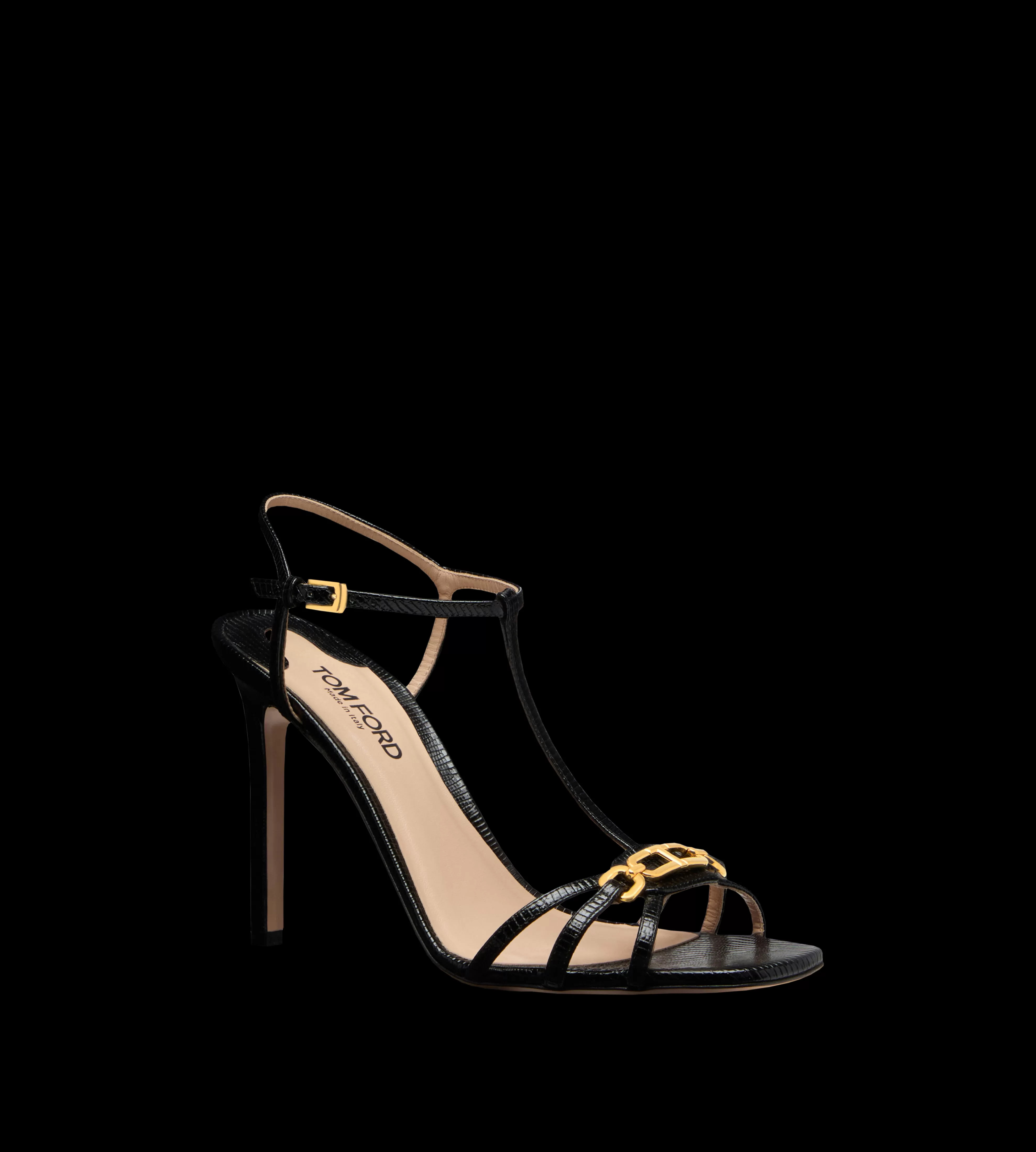 TOM FORD STAMPED LIZARD LEATHER WHITNEY SANDAL BLACK^WOMEN SPRING 24