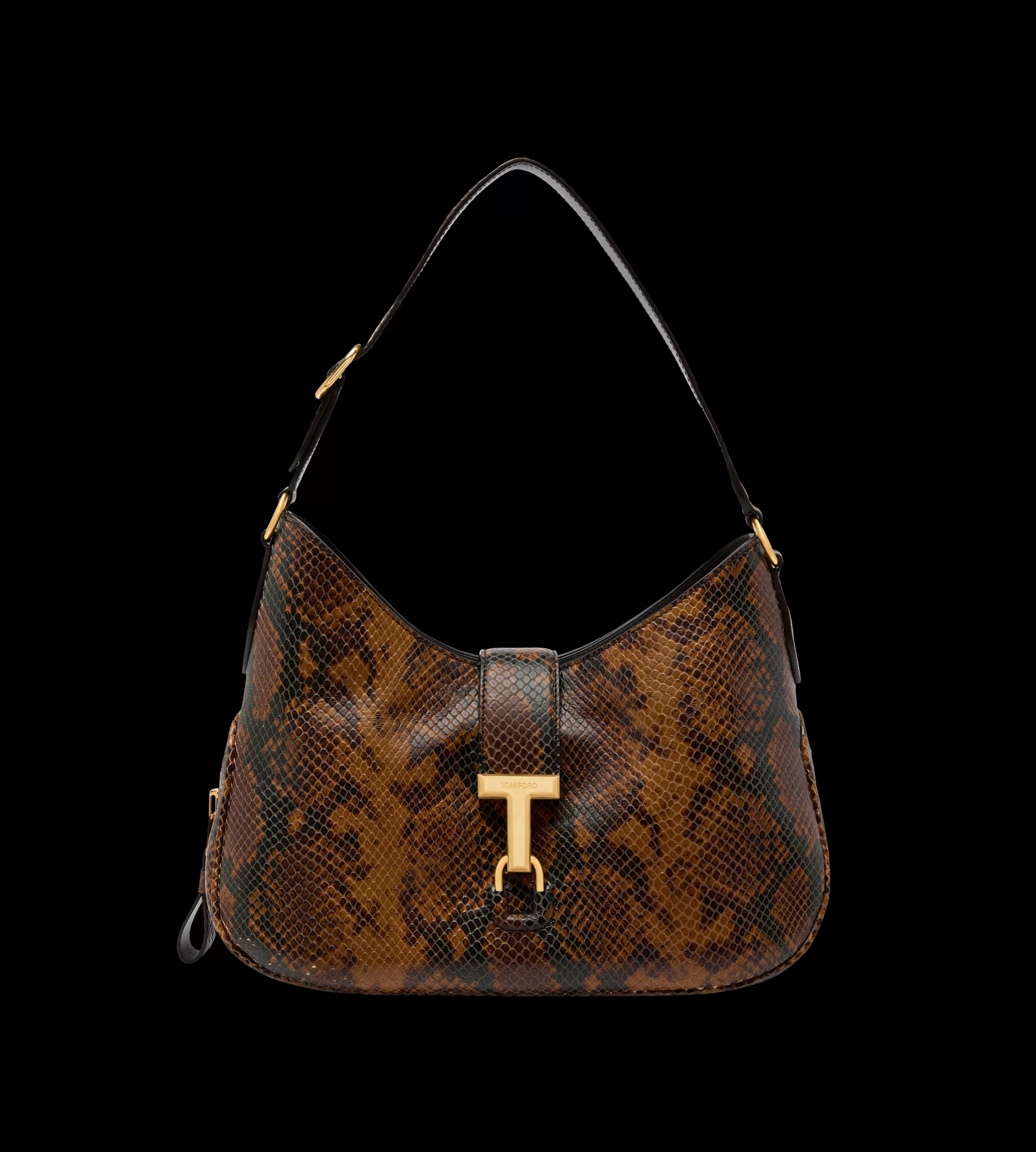 TOM FORD STAMPED PYTHON LEATHER MONARCH MEDIUM HOBO CARAMEL^WOMEN | WOMEN Shoulder Bags | SPRING 24